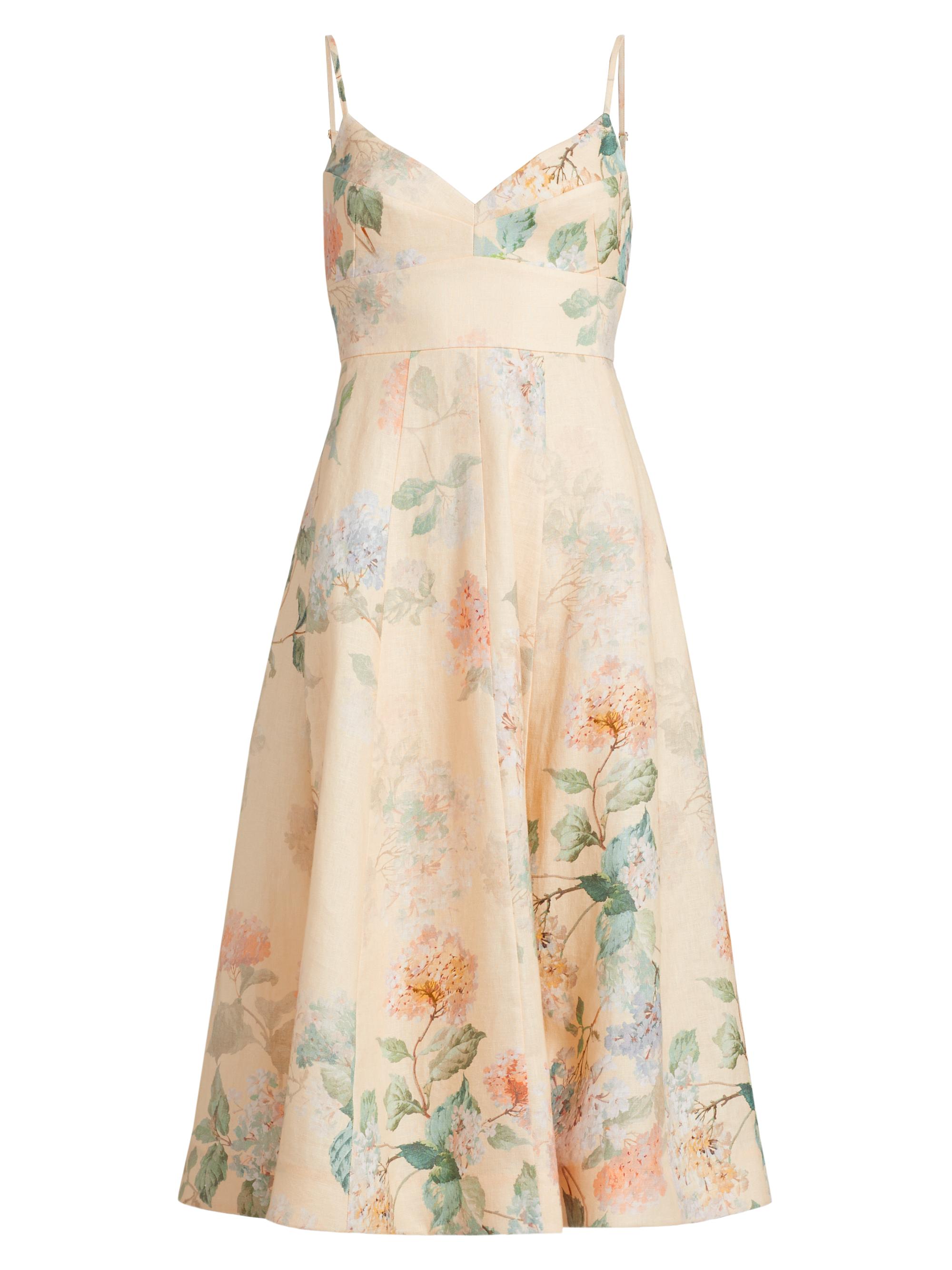 Zimmermann Women's Floral Linen Midi-Dress - Lemon Hydrangea