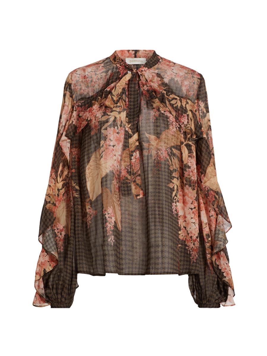 ZIMMERMANN ブラウス シルク リネン m175 ZIMMERMANN Matchmaker printed linen and silk-blend shirt | NET-A