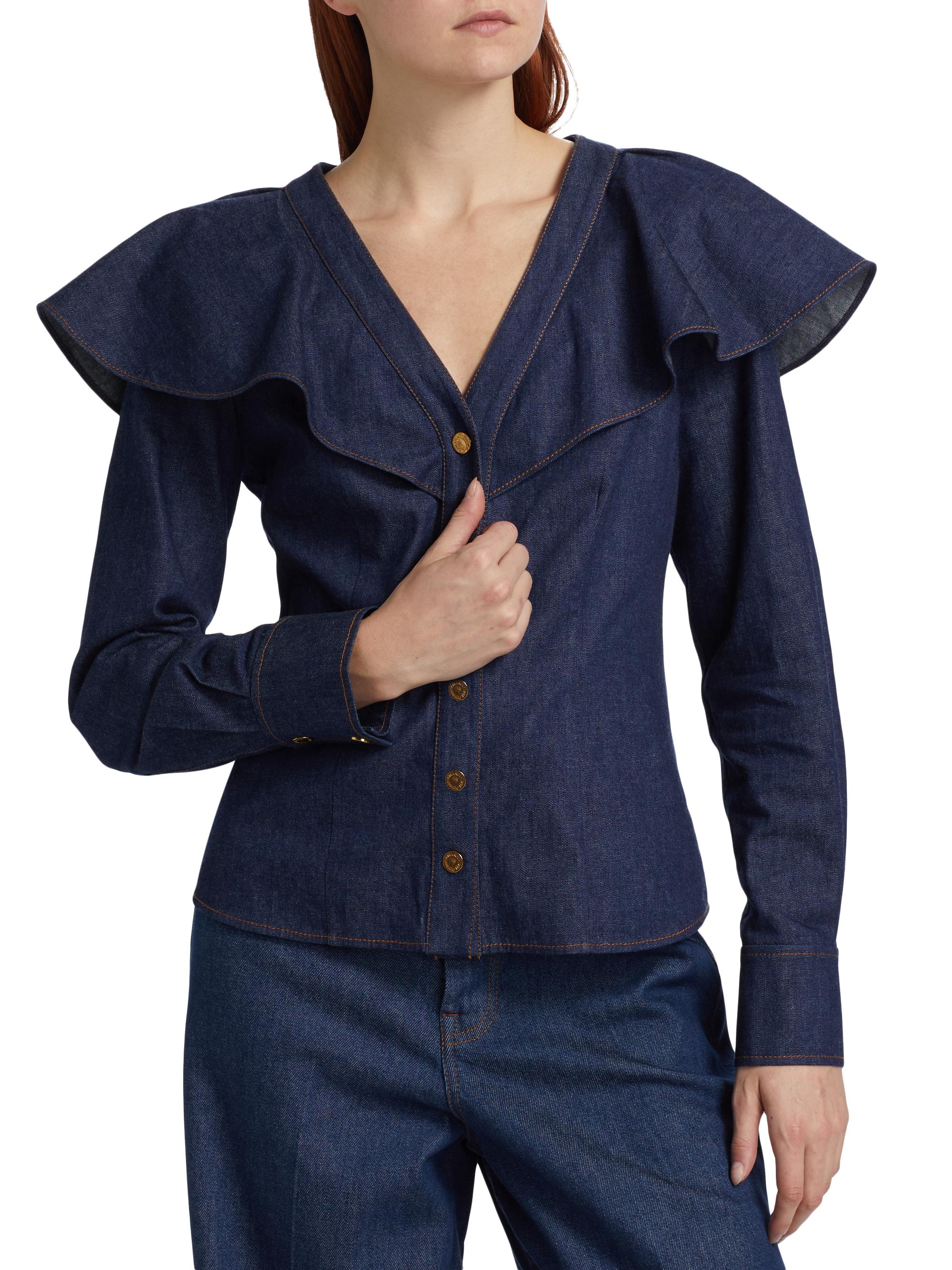 Zimmermann Caped Denim Blouse | Saks Fifth Avenue