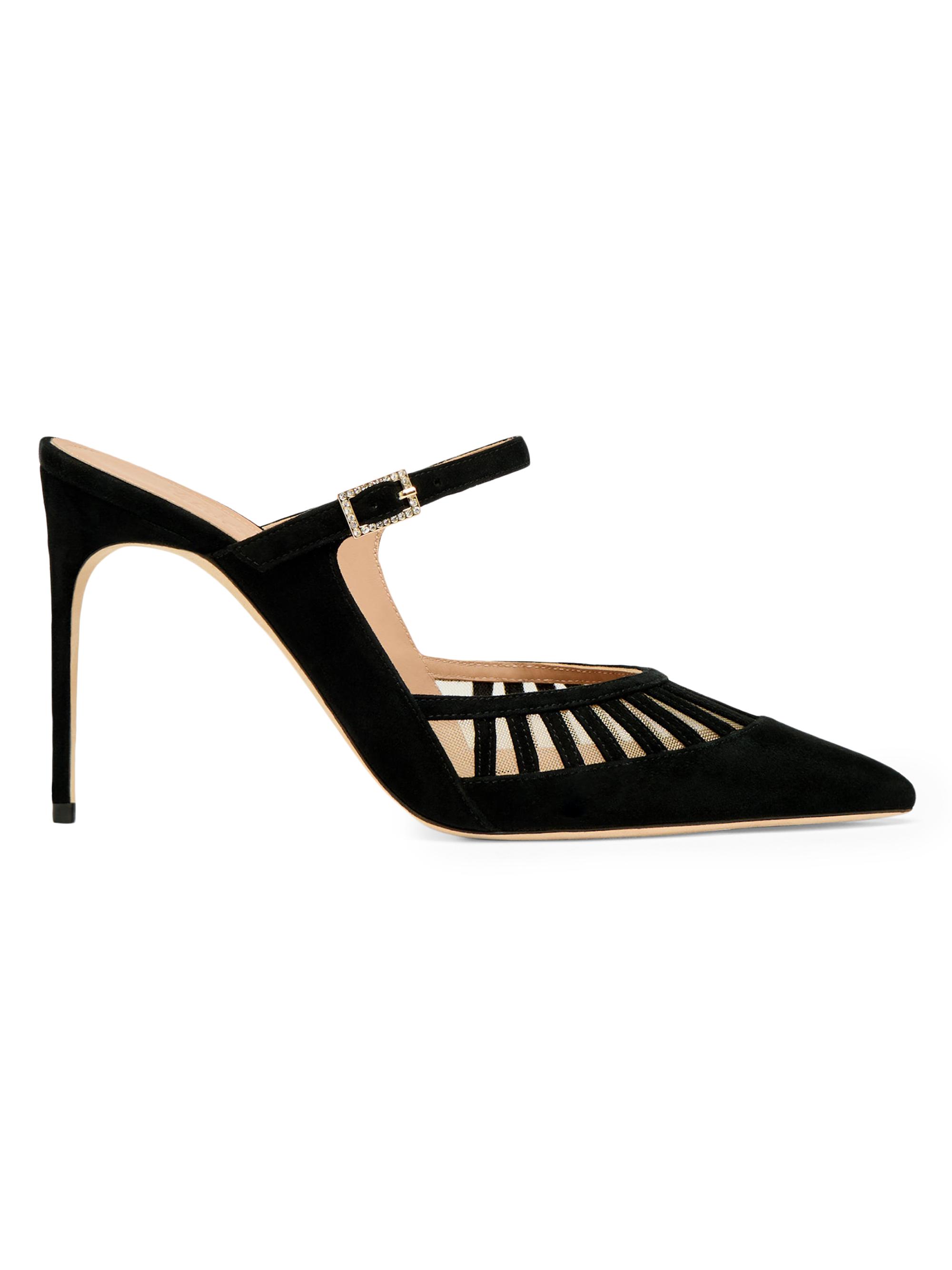 Malone Souliers Women's Bardot 90MM Suede Mules - Black