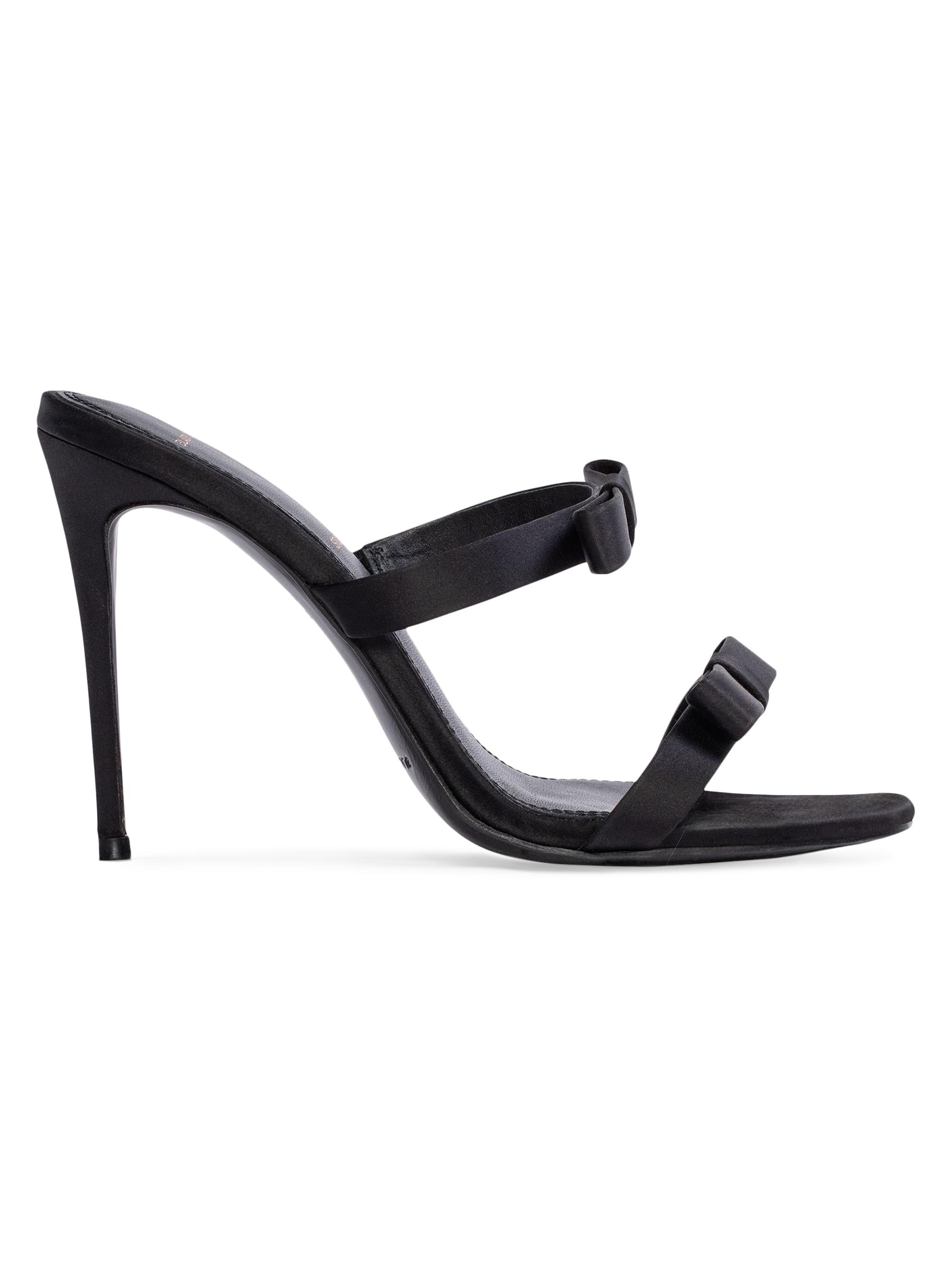 Black Suede Studio Women's Chic 100MM Satin Sandals - Black Satin