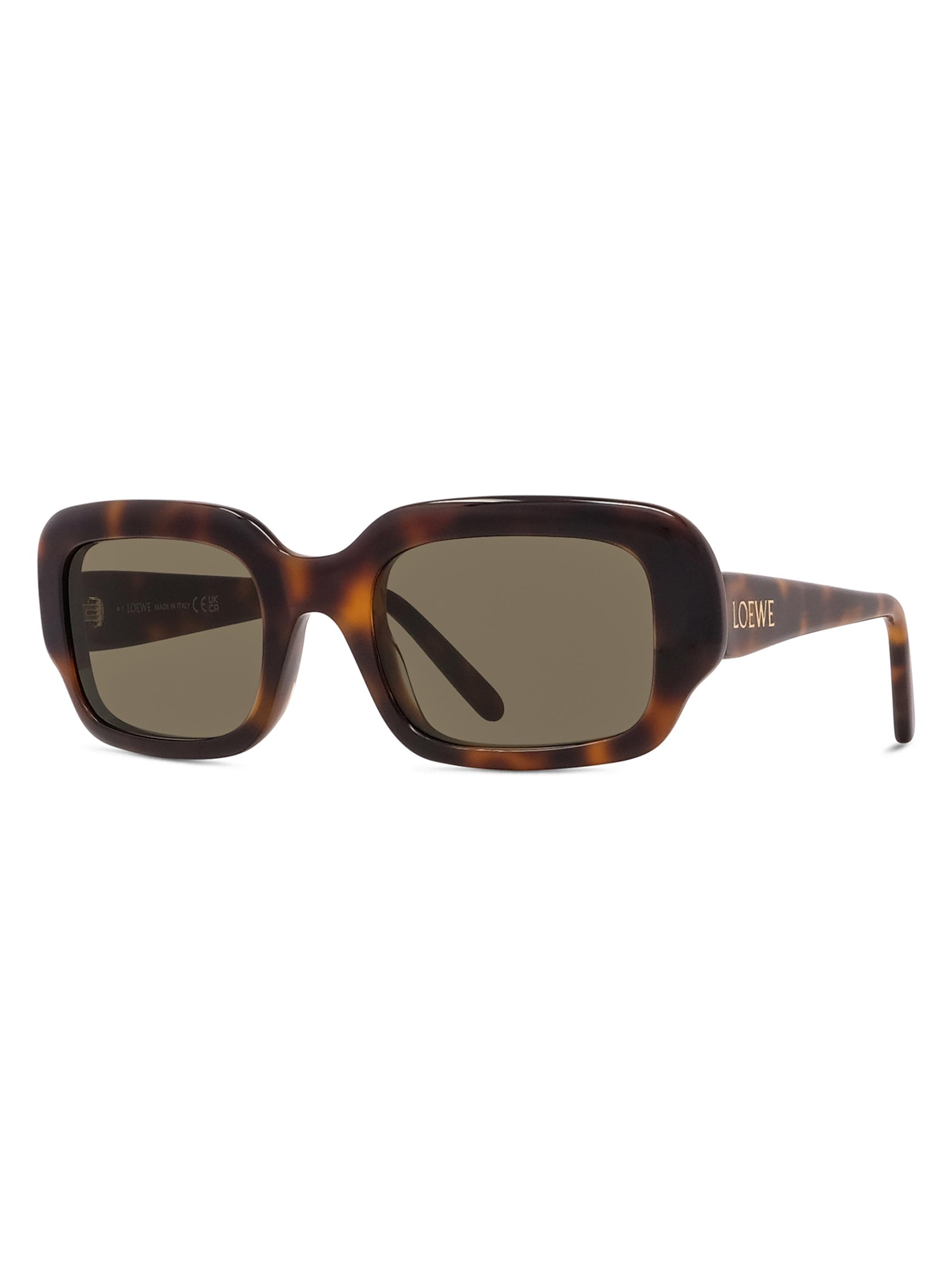 LOEWE Men's Slim 54MM Rectangular Sunglasses - Dark Havana Green