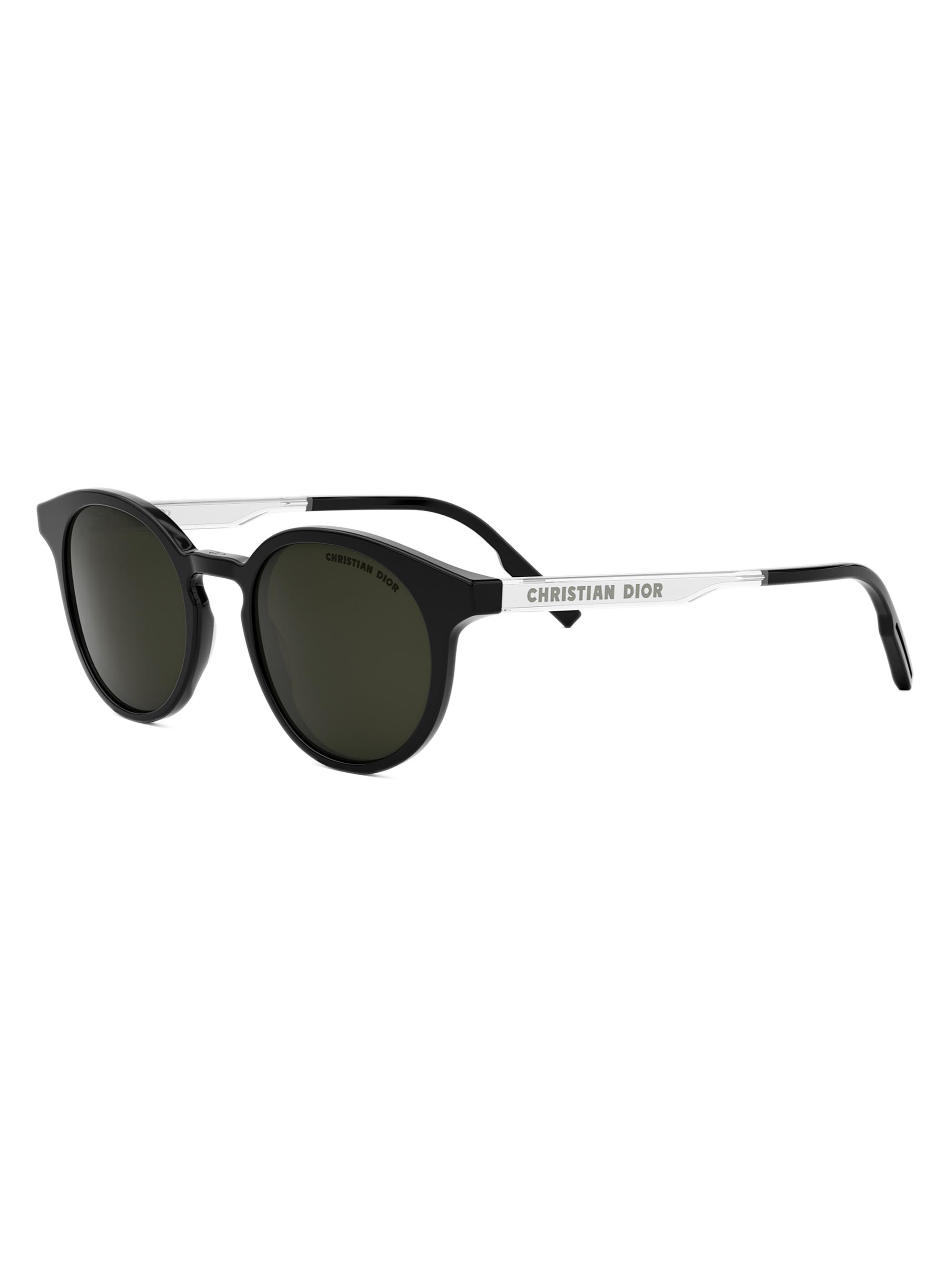 DIOR Men's DiorTag R1I 49MM Round Sunglasses - Silver Black Green