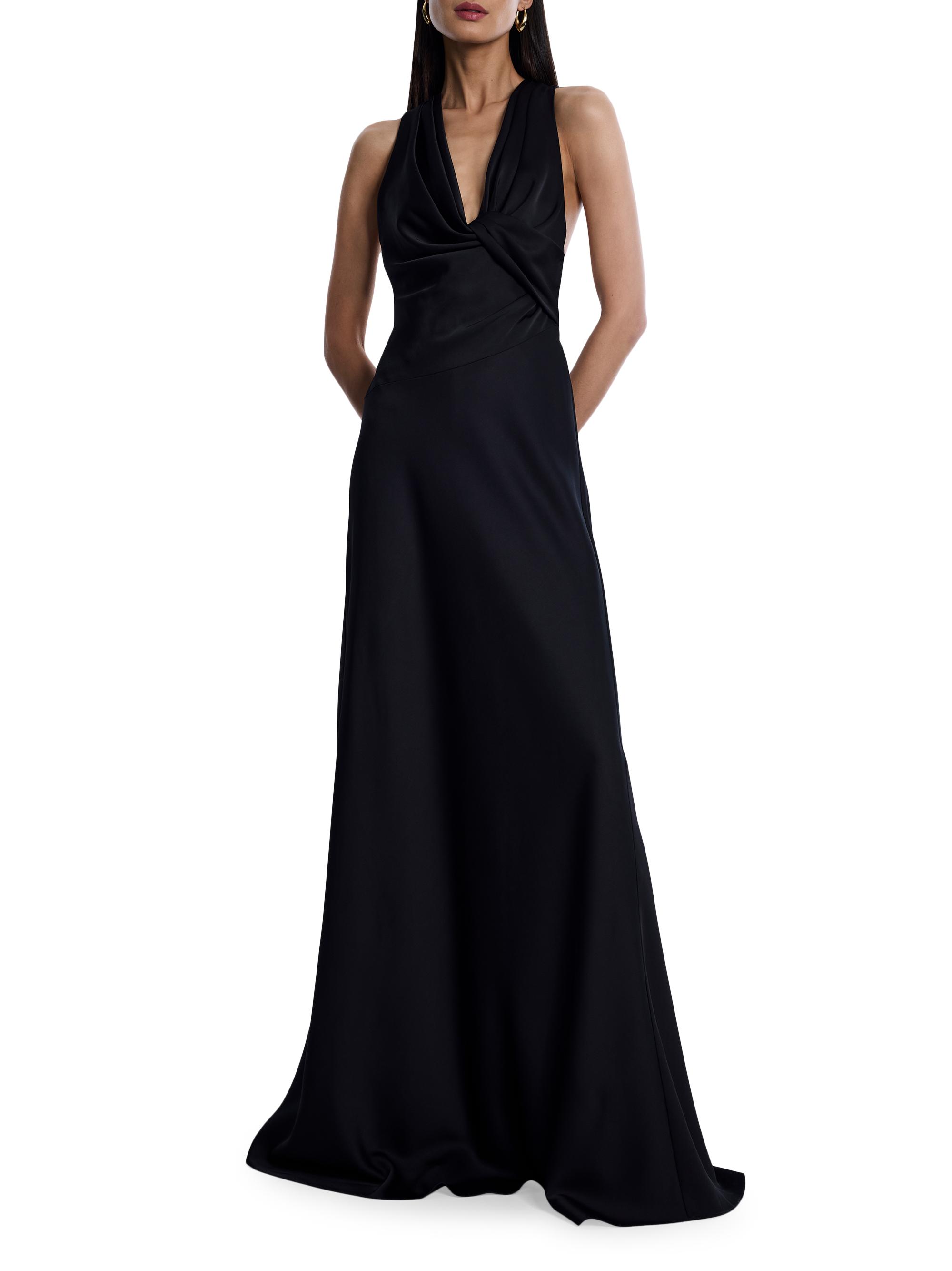 BCBGMAXAZRIA Women's Cowlneck Satin Gown - Black | Thumbnail 3