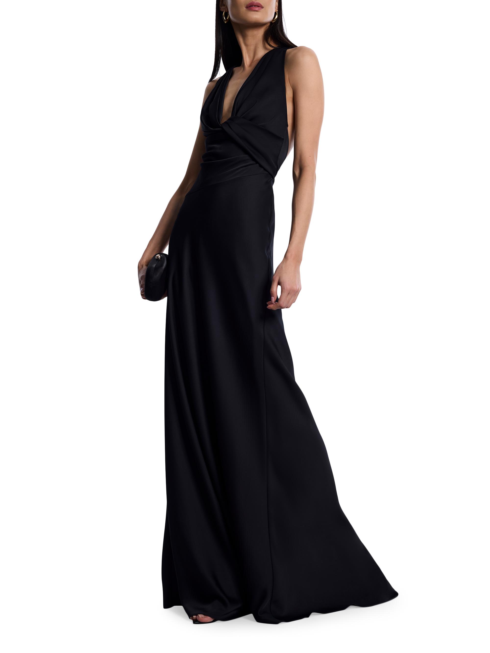 BCBGMAXAZRIA Women's Cowlneck Satin Gown - Black | Thumbnail 2