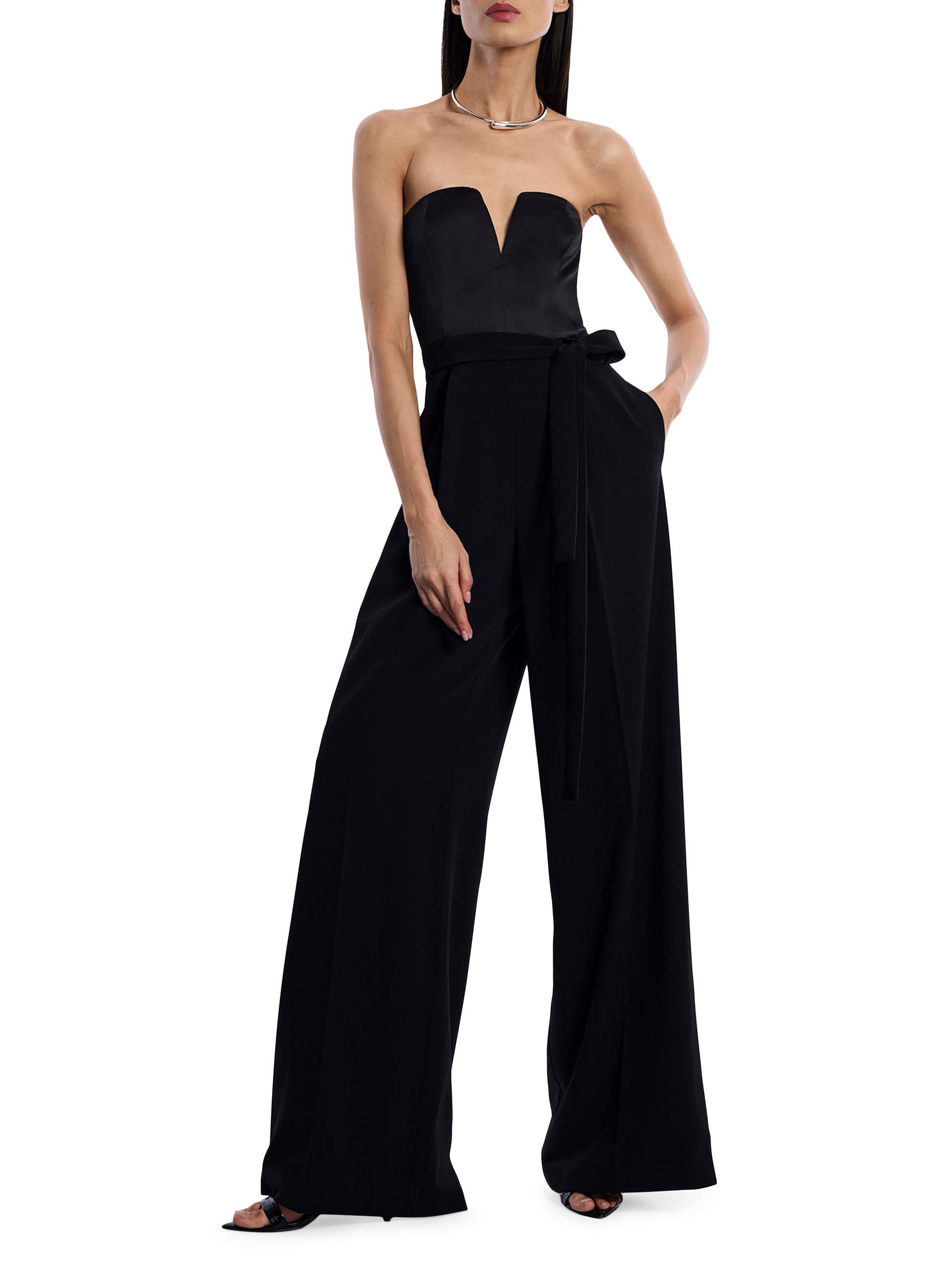 BCBGMAXAZRIA Mixed Media Strapless Jumpsuit Saks Fifth Avenue