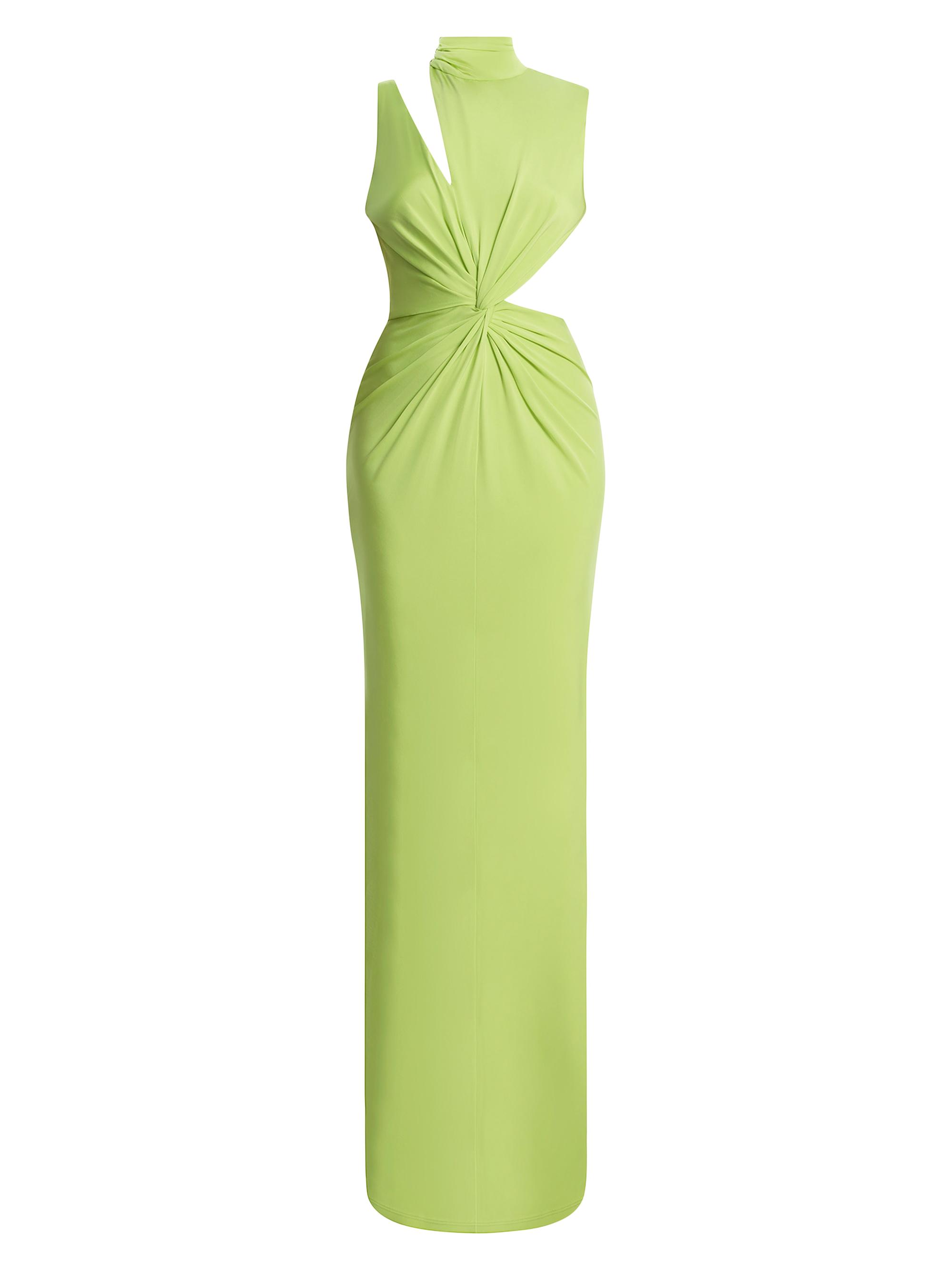 BCBGMAXAZRIA Women's Asymmetric Cut-Out Jersey Gown - Citrine