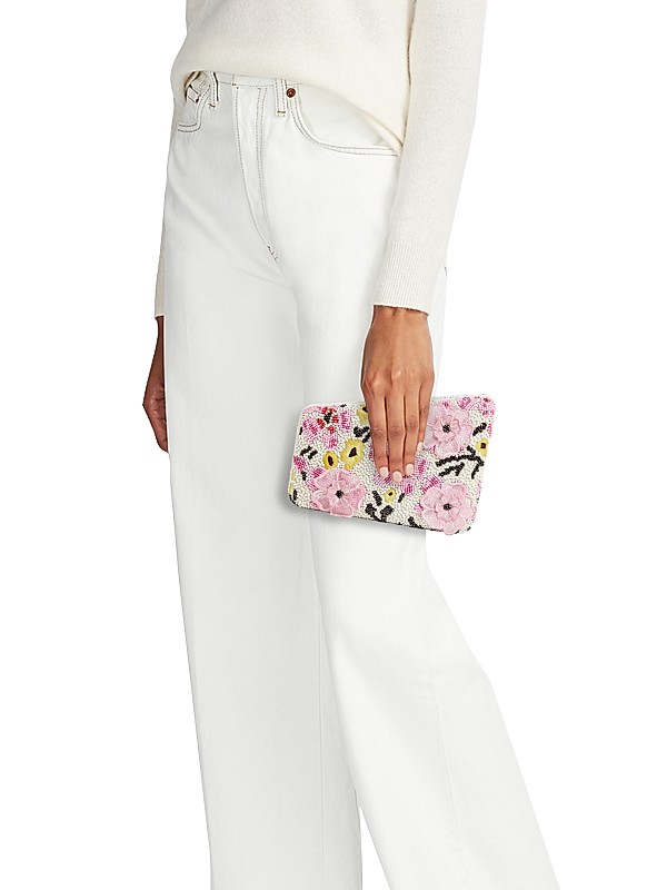 Shop Staud Carmella Floral Beaded Convertible Clutch | Saks Shop Staud Carmella Floral Beaded Convertible Clutch | Saks