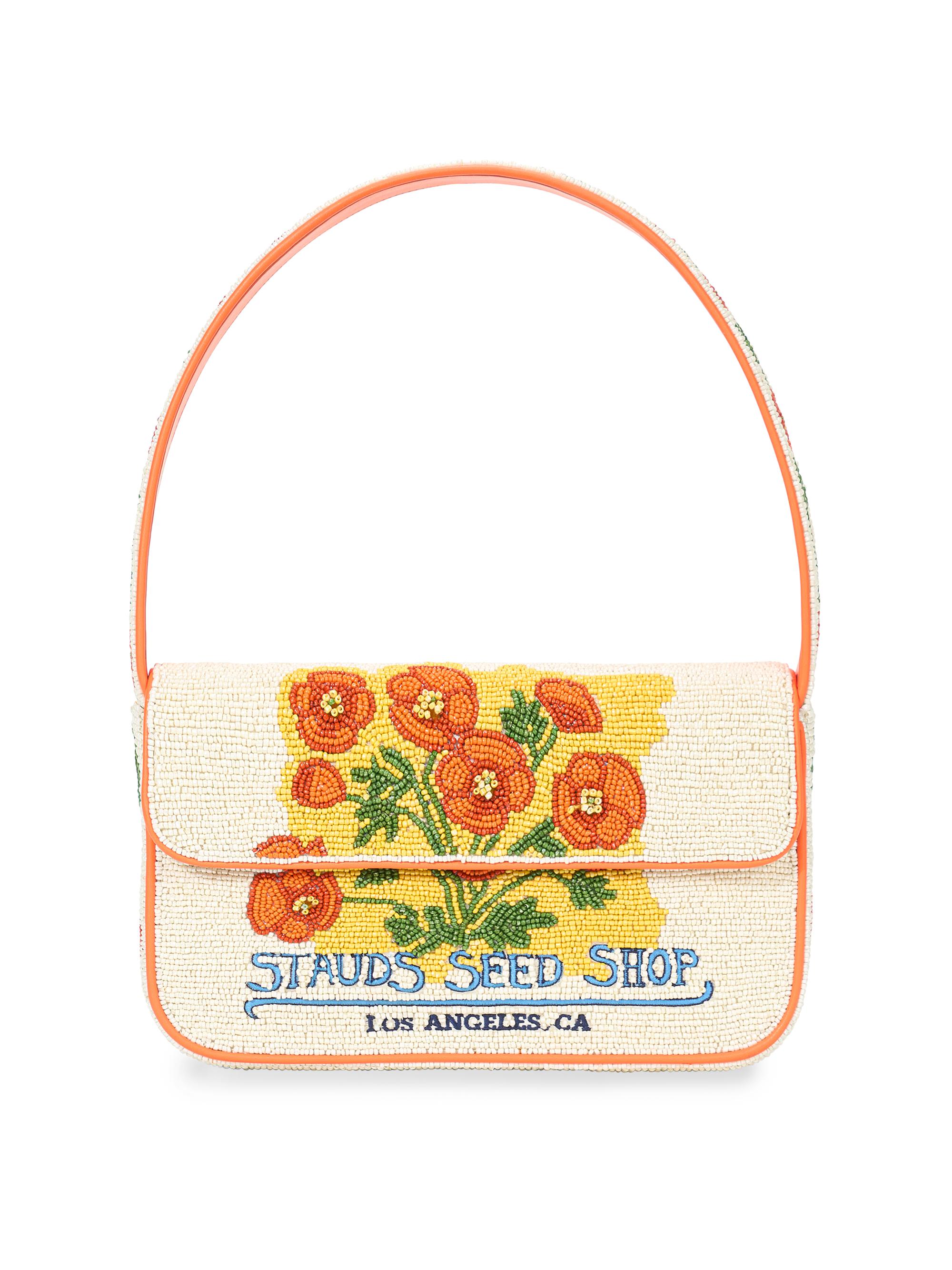 Staud Women's Tommy Floral Beaded Shoulder Bag - California Poppy