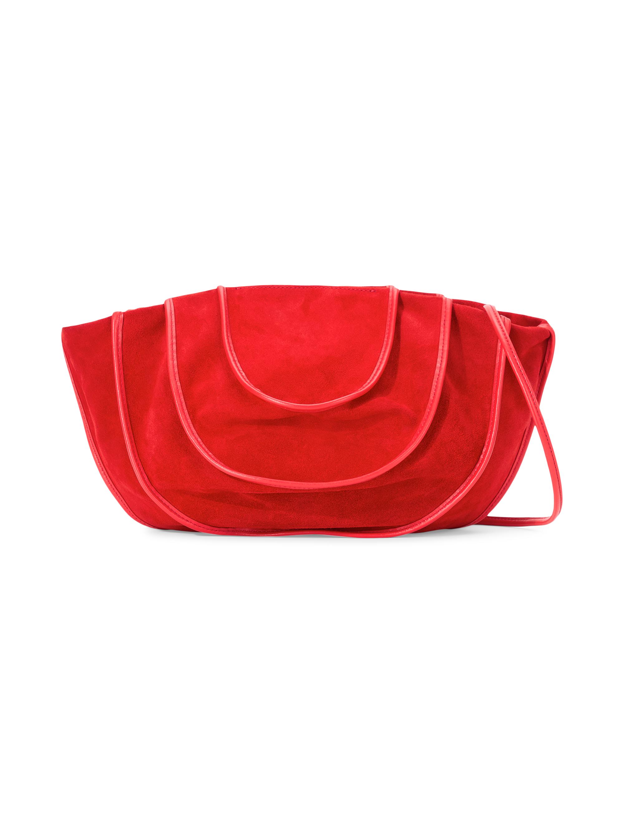 Staud Women's Wells Tulip Suede Shoulder Bag - Red Rose