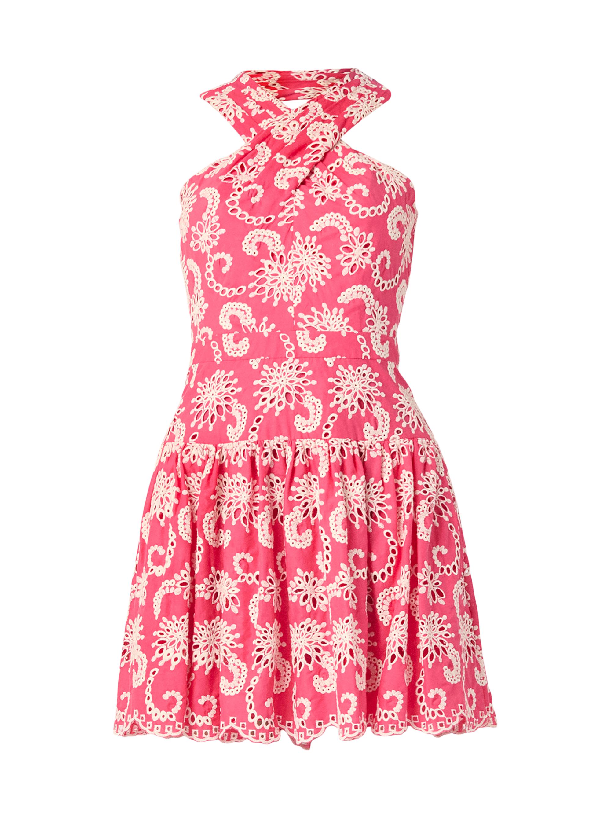 Shoshanna Women's Lottie Broderie Anglaise Halterneck Minidress - Raspberry