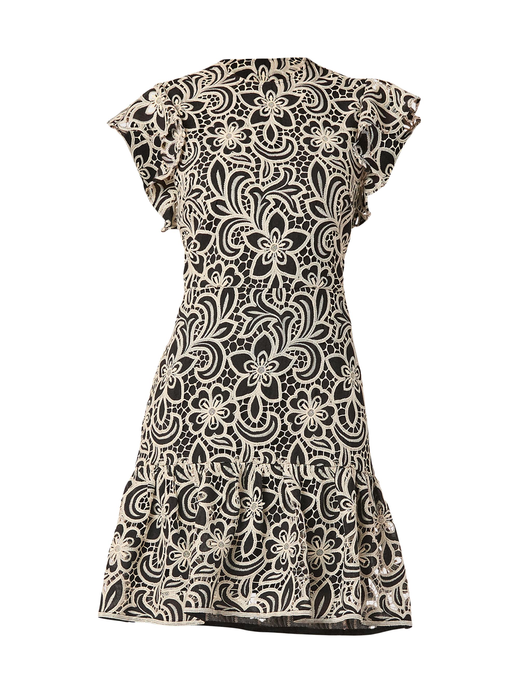 Shoshanna Women's Kassia Ruffled Lace Minidress - Jet Sand