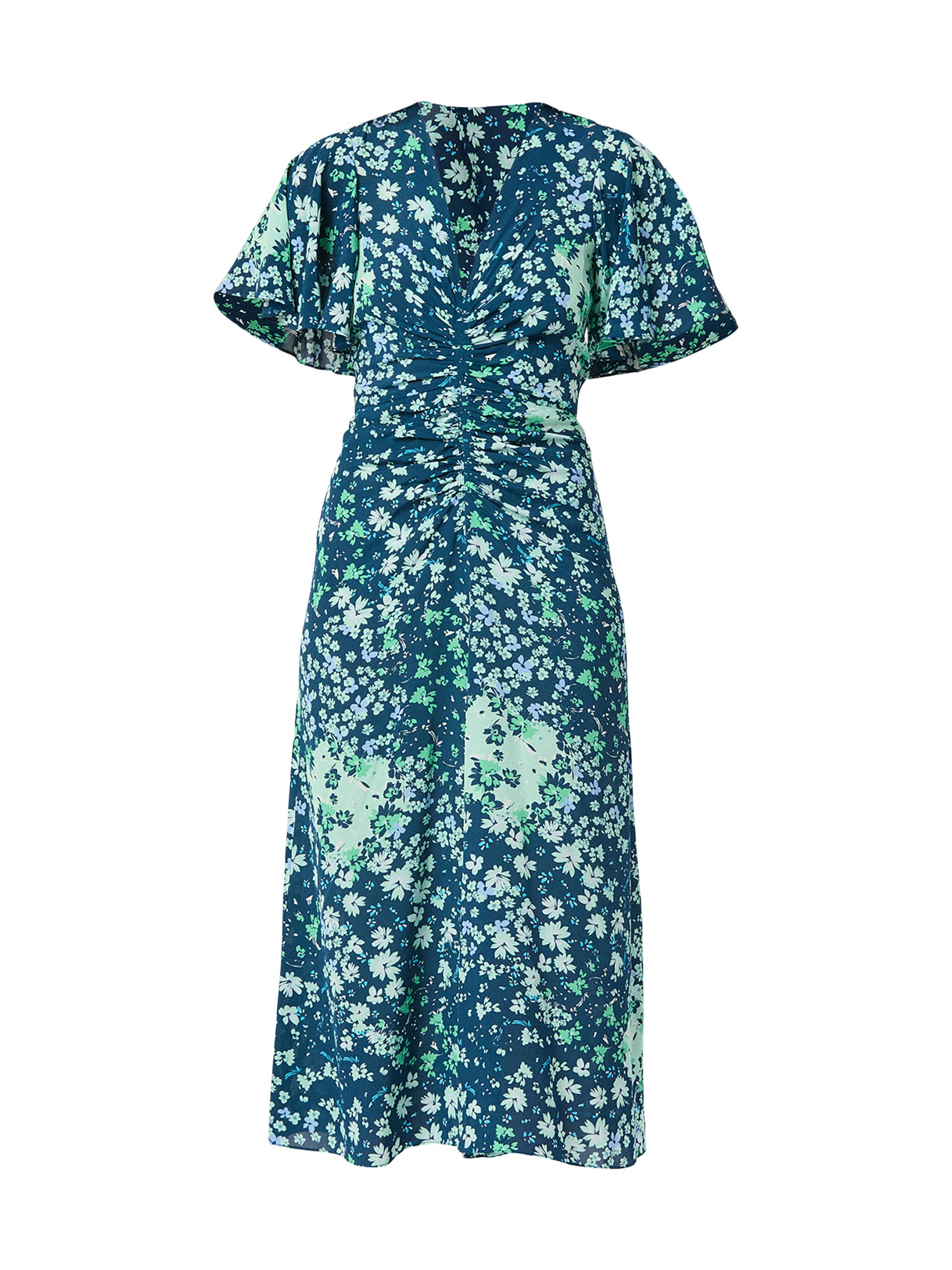 Shoshanna Women's Drew Floral Ruched Midi-Dress - Navy Sky Multi