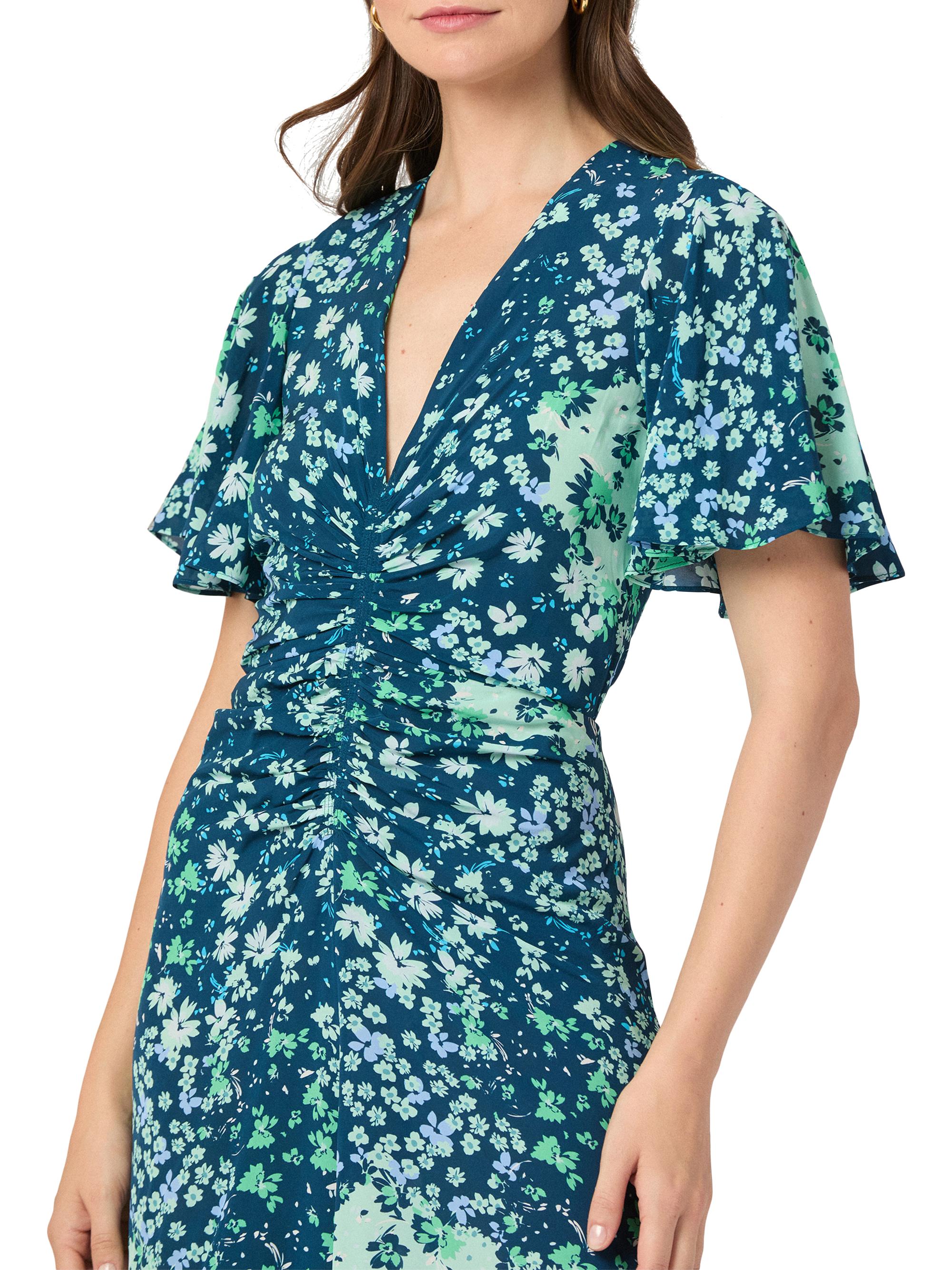 Shoshanna Drew Floral Ruched Midi-Dress | Saks Fifth Avenue