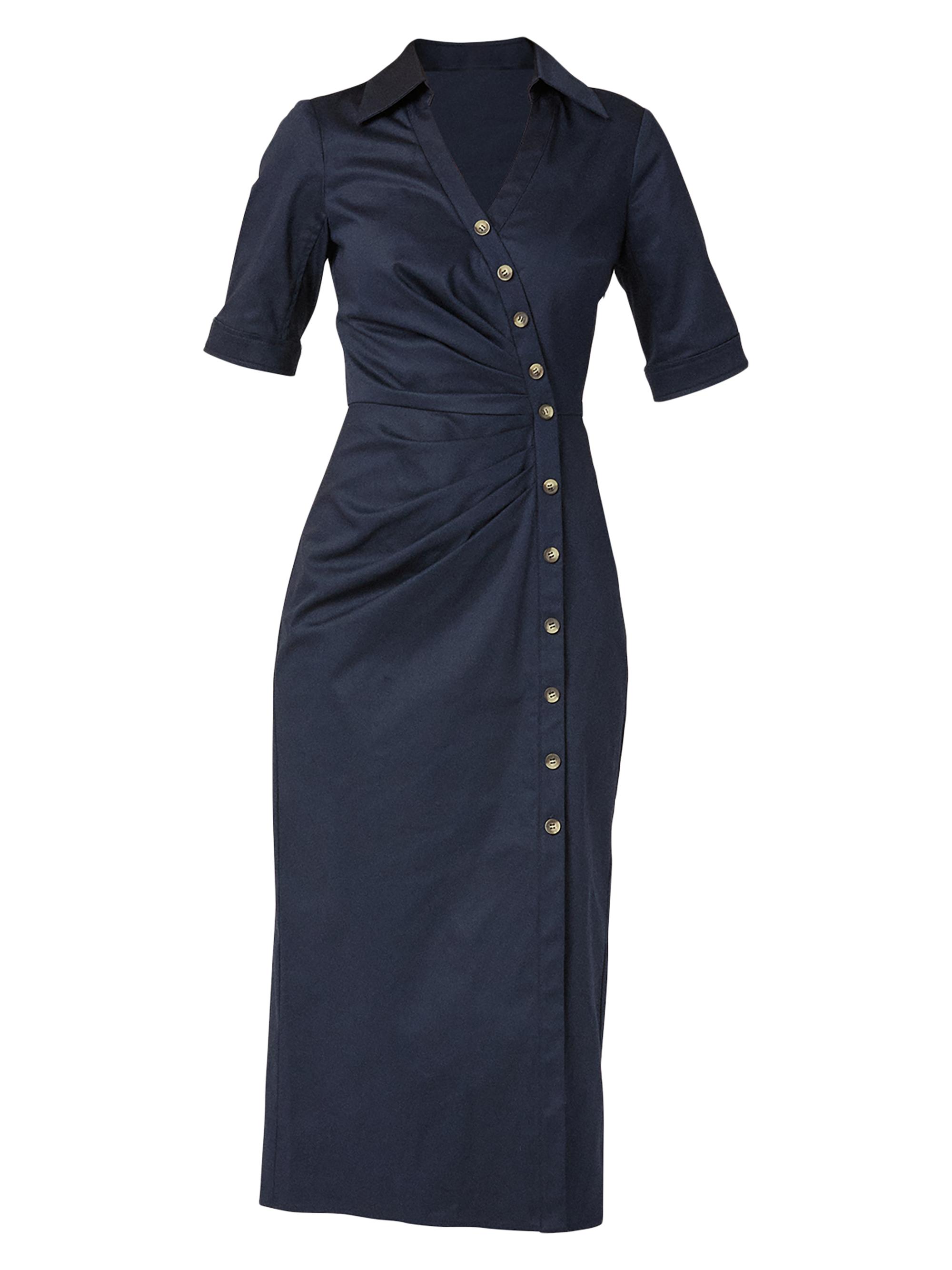Shoshanna Women's Margo Stretch Bengaline Midi-Dress - Navy