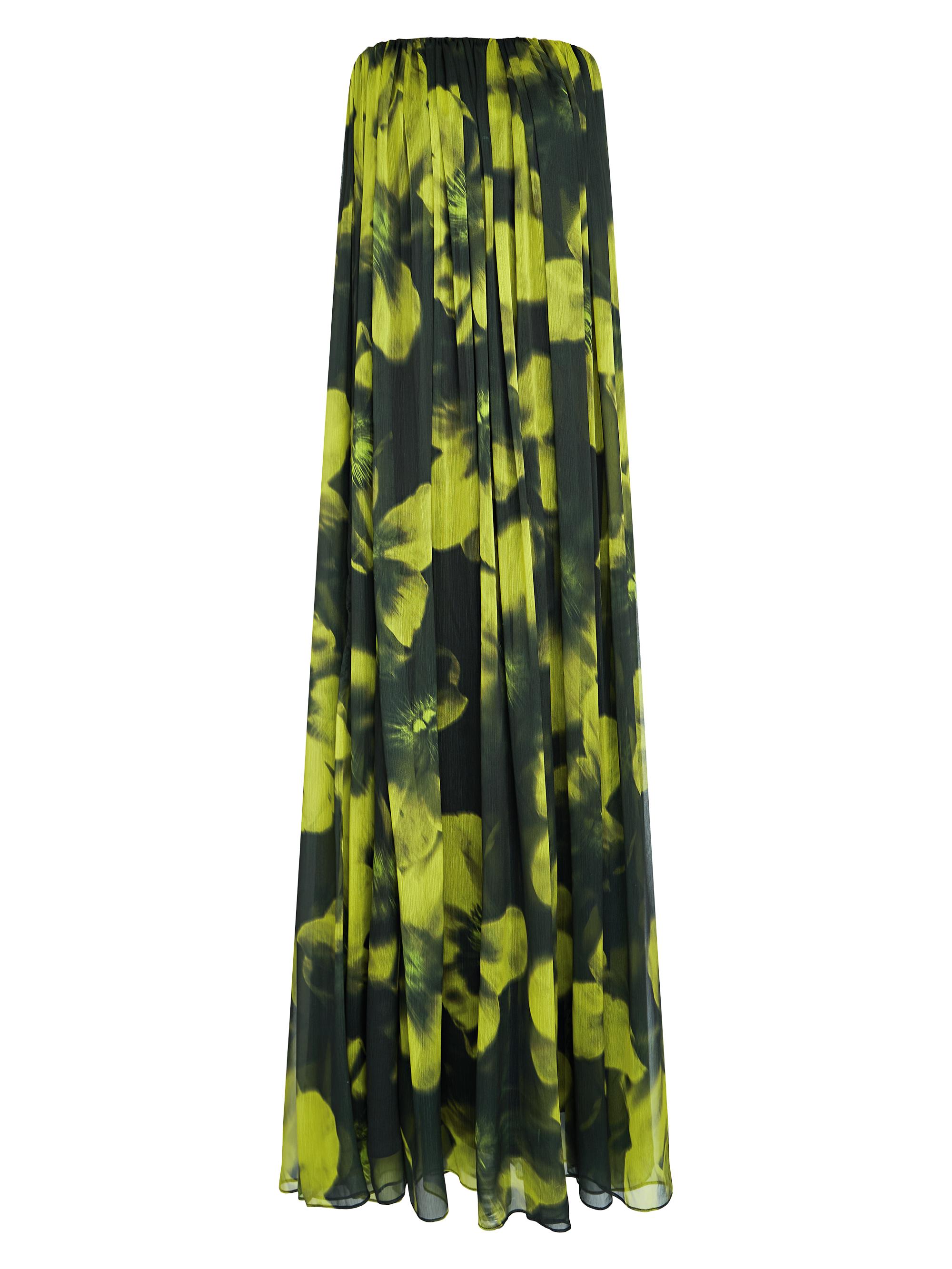 Halston Women's Claudette Floral Chiffon Strapless Gown - Photo Real Floral