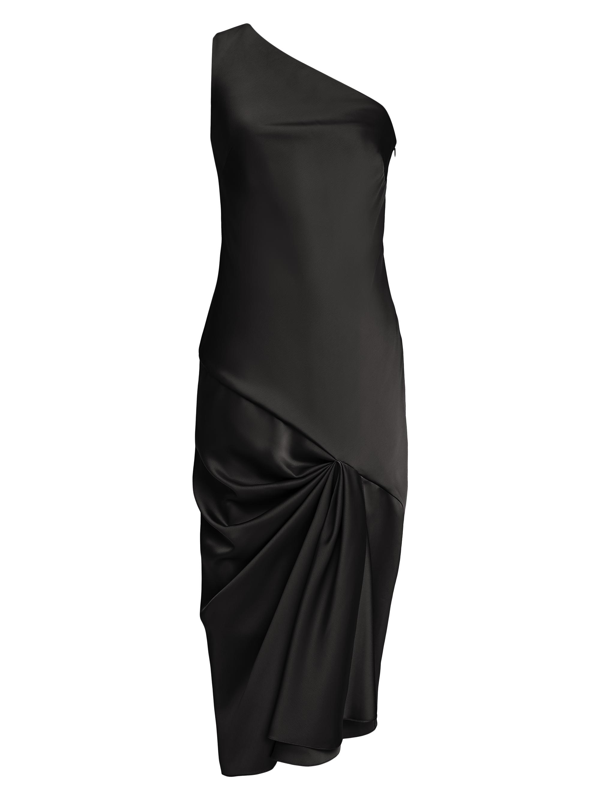 Halston Women's Viola Satin One-Shoulder Gown - Black