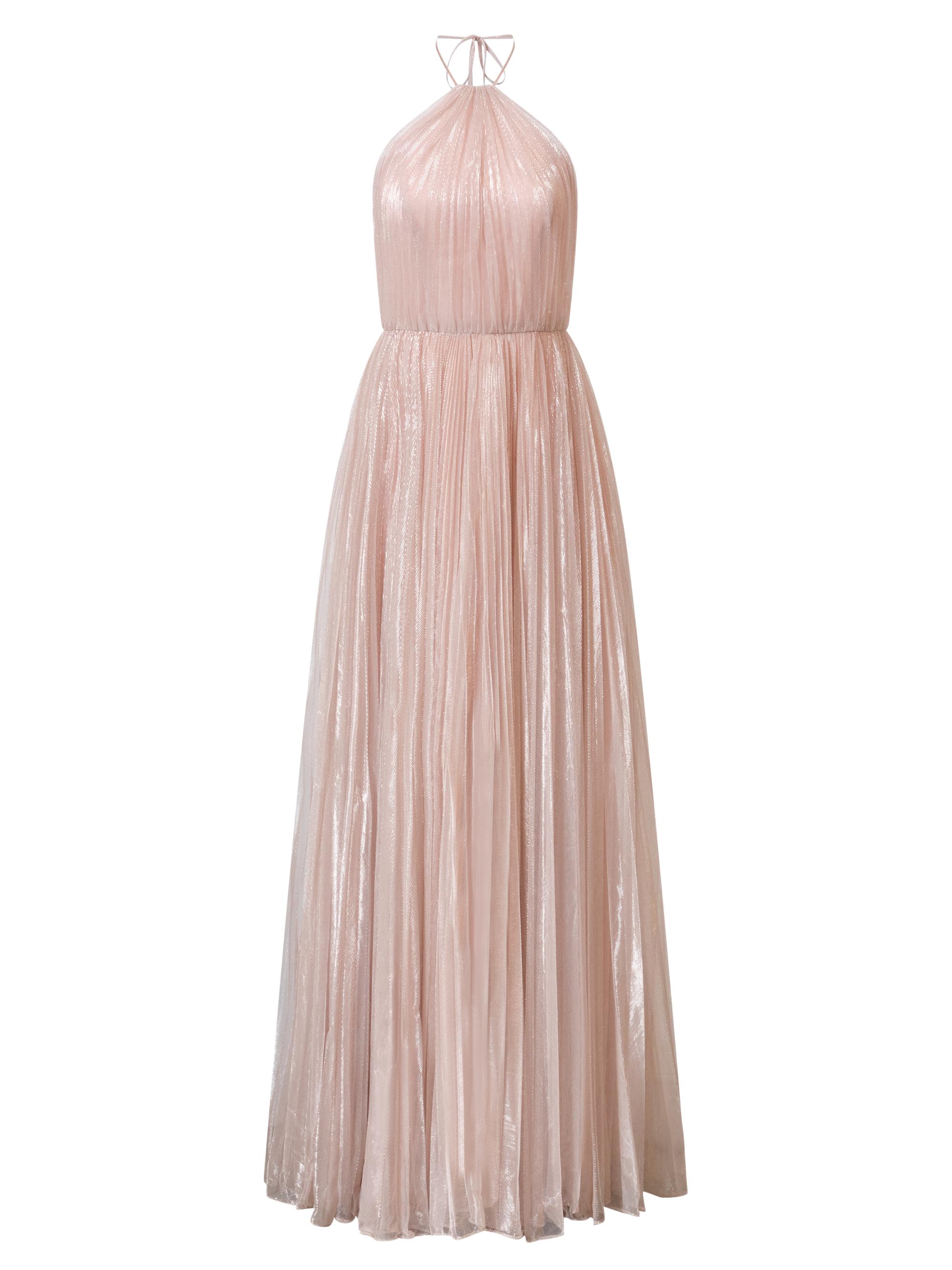 Halston Women's Marisol Plissé Lurex Halterneck Gown - Quartz