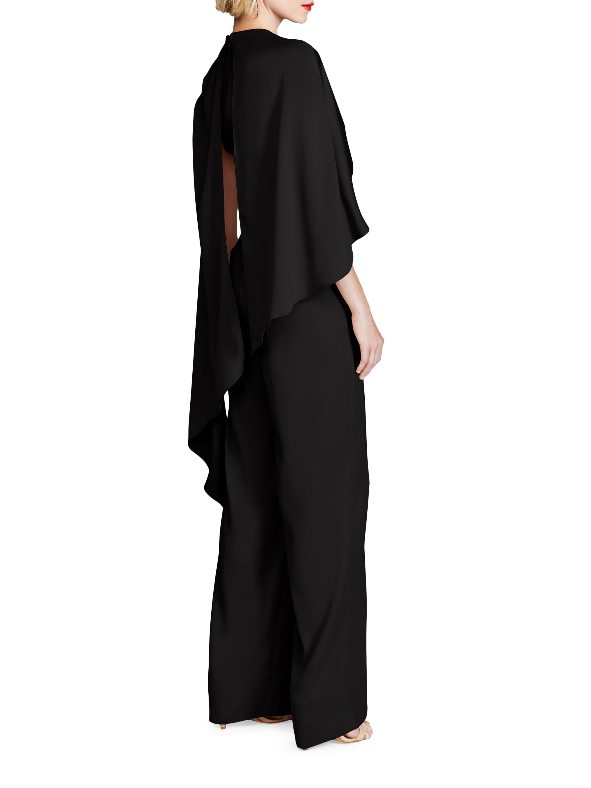 Halston Paulette Cape Crepe Wide-Leg Jumpsuit | Saks Fifth Avenue