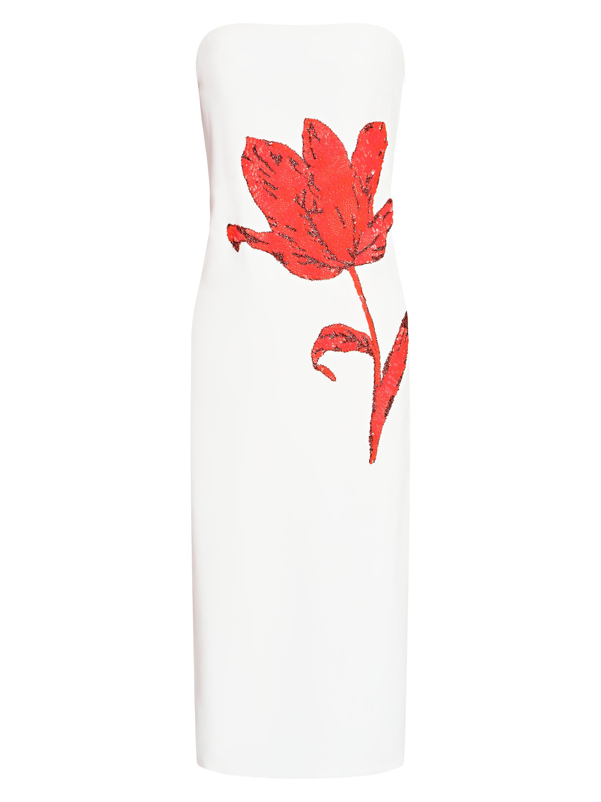 Halston Women's Sylvie Sequin Floral Strapless Midi-Dress -  Orange Spice