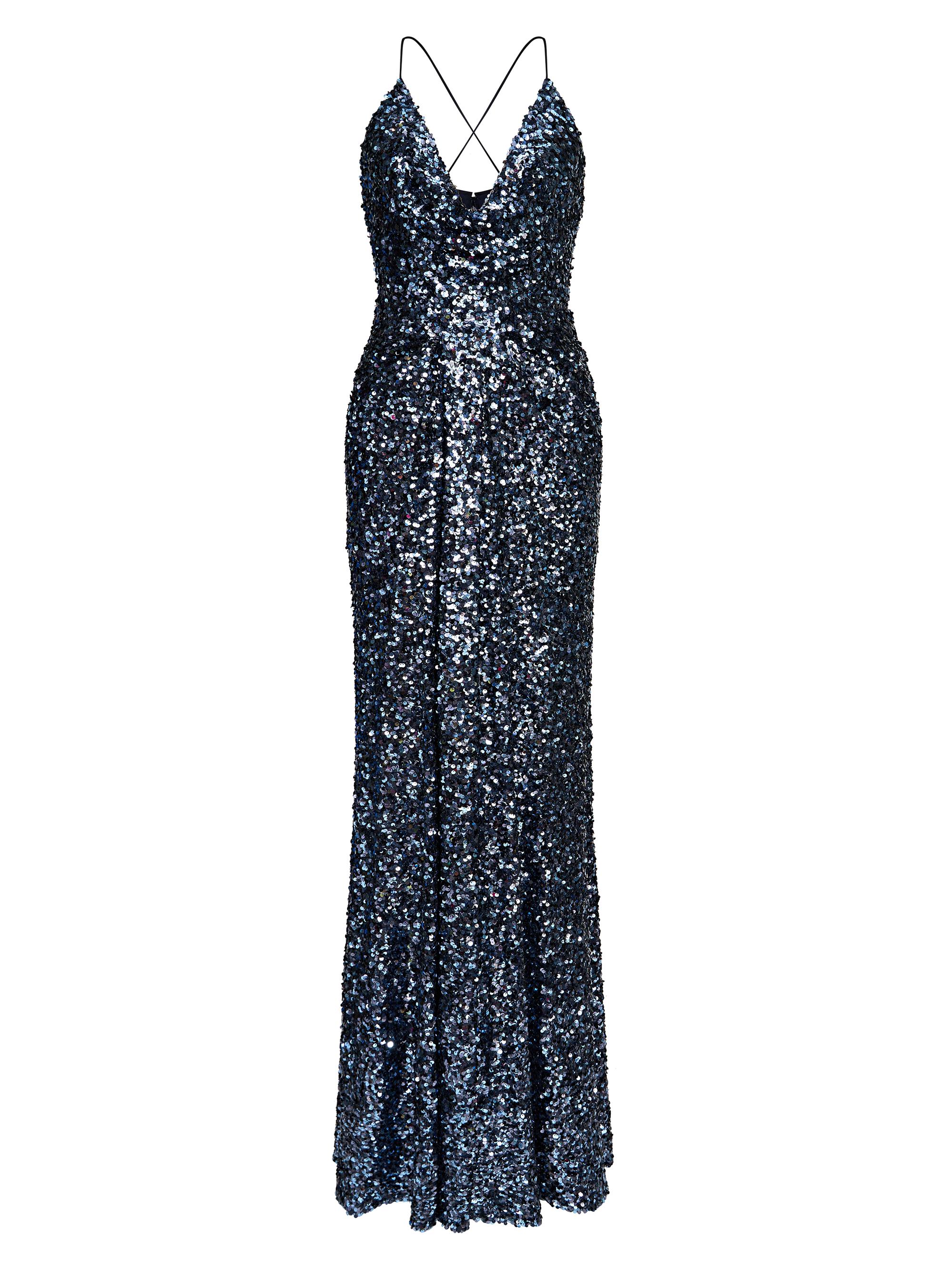 Halston Women's Manon Sequin Plunging V-Neck Gown - Indigo Confetti