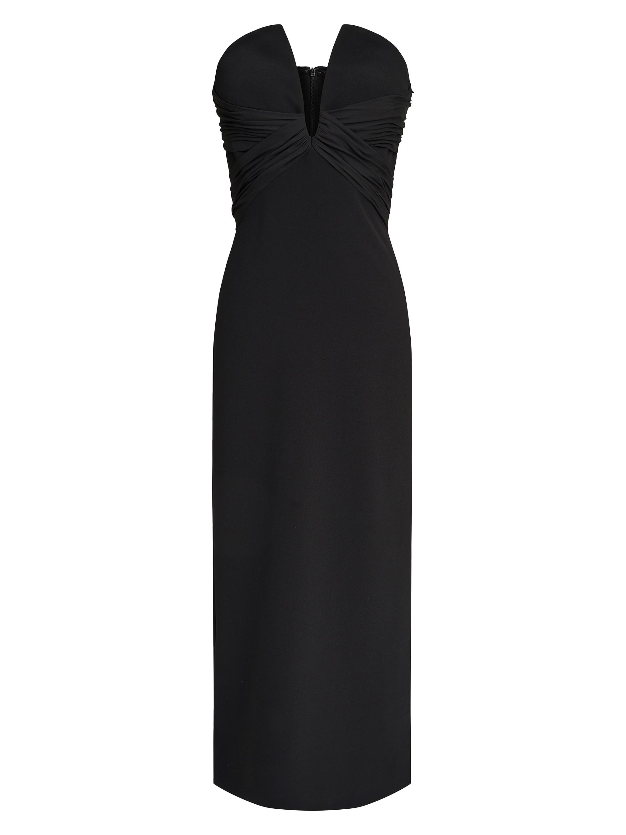 Halston Women's Marguerite Crepe Strapless Midi-Dress - Black