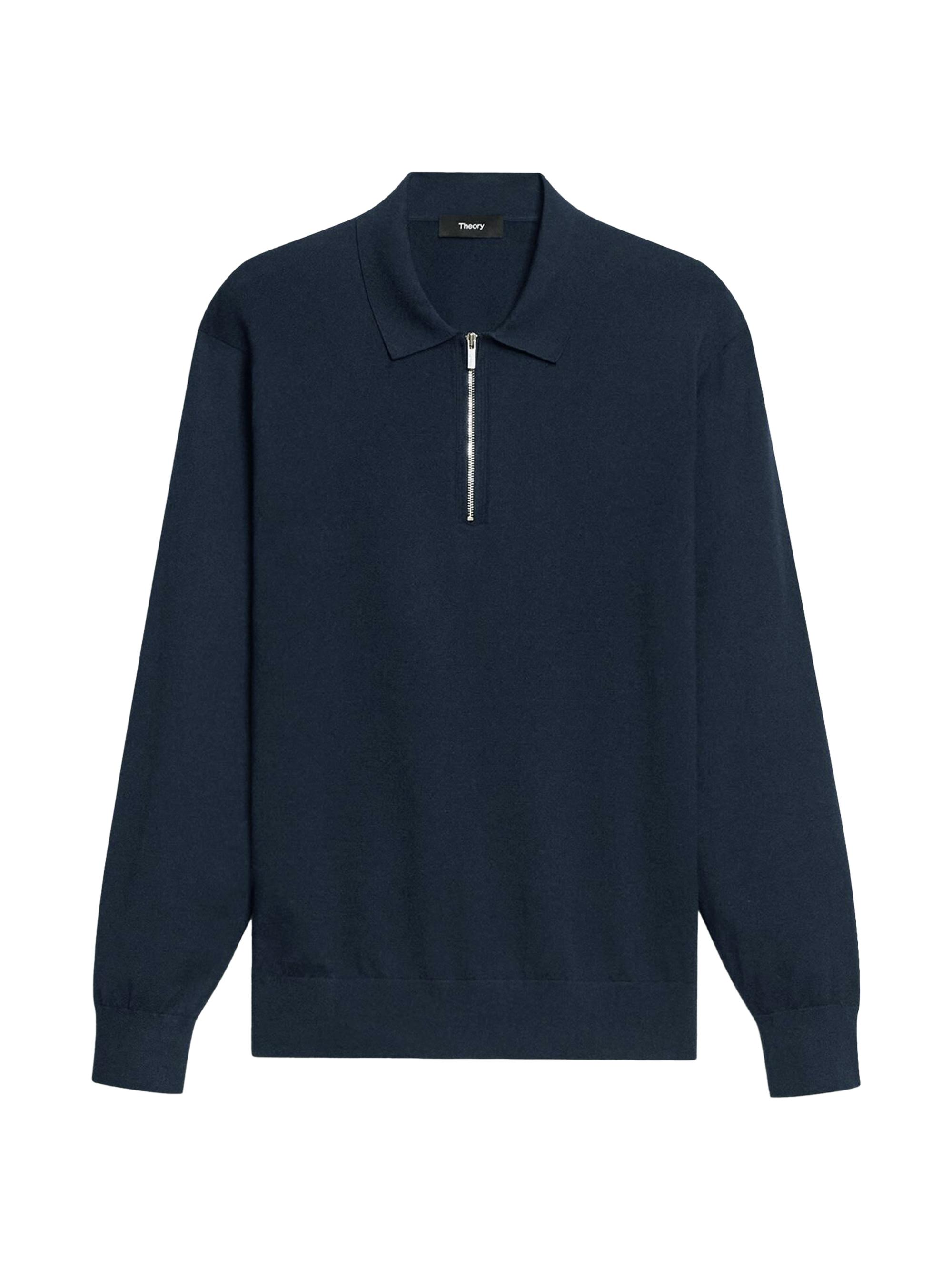 Theory Men's Compact-Knit Quarter-Zip Polo - Baltic