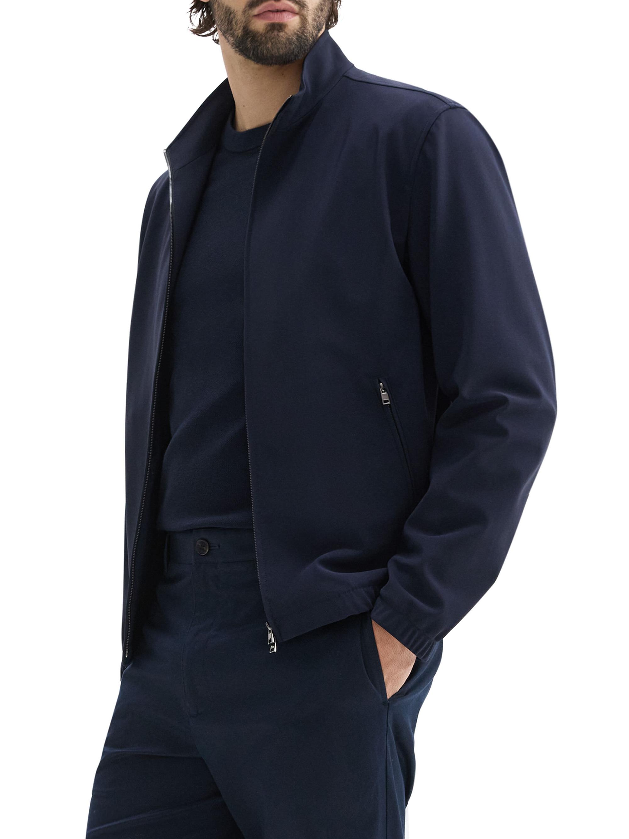 新品Theory Compact Crepe Zip Up Bomber Double Zip Pinched Logo Bomber (203JA002-F493-DARK-BEIGE)