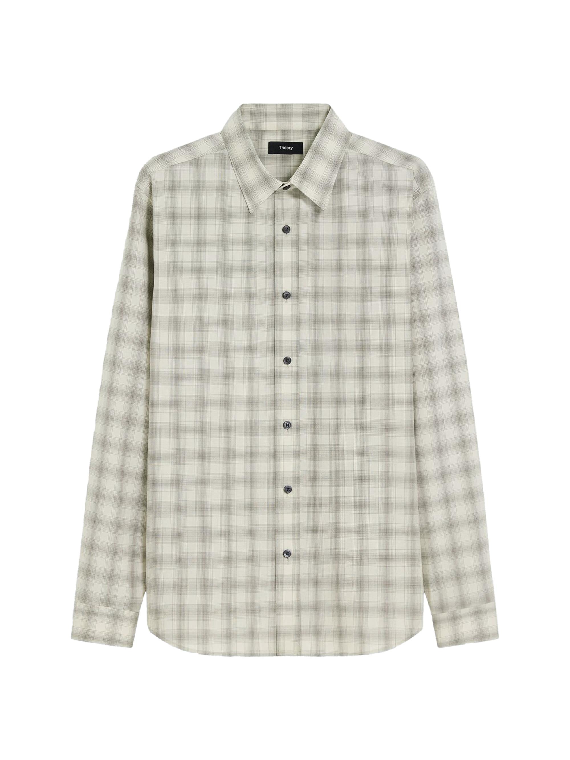 Theory Men's Irving Checked Wool Shirt - Sand Walnut
