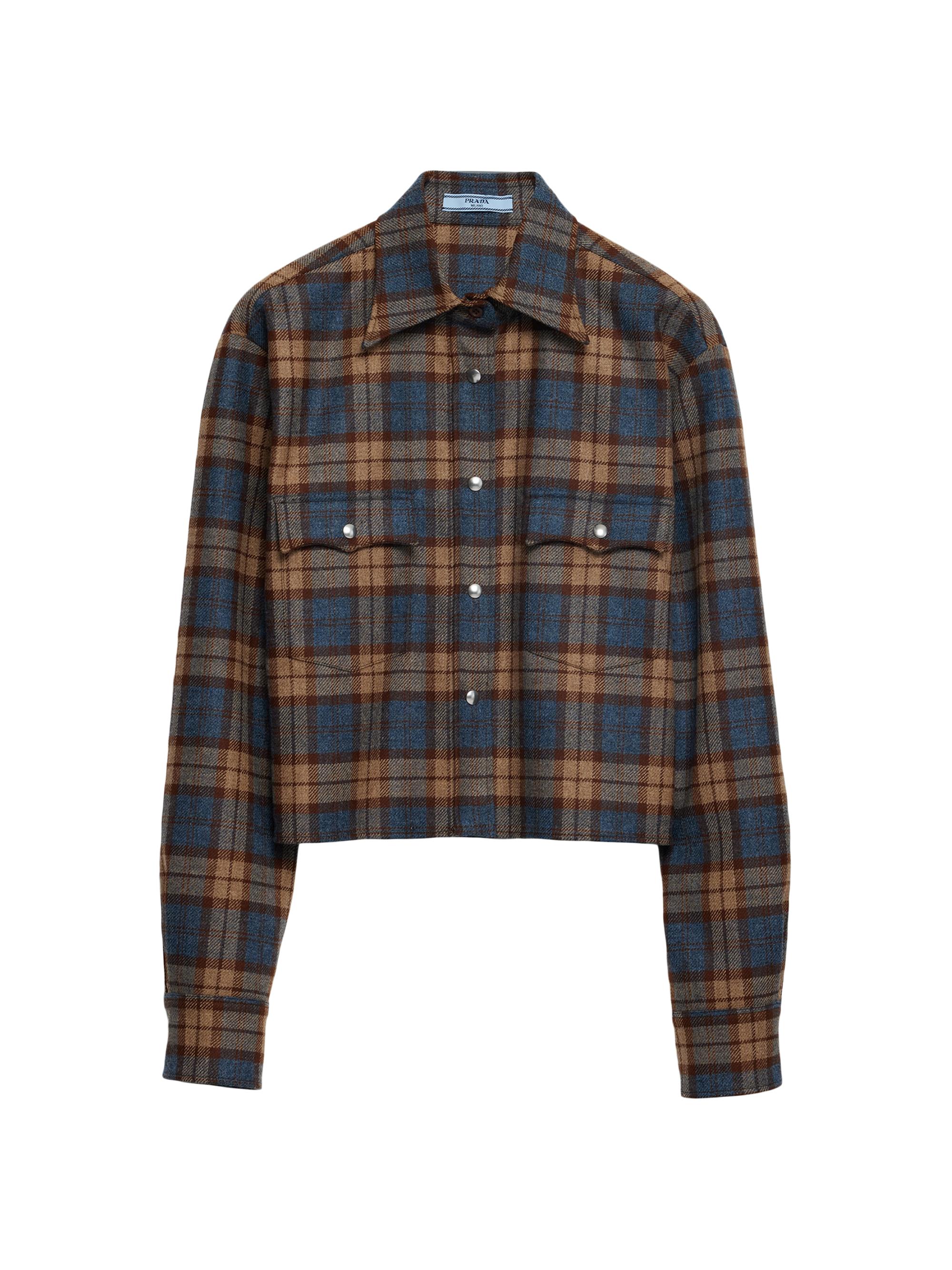 Prada Women's Checked Wool Twill Shirt - Brown