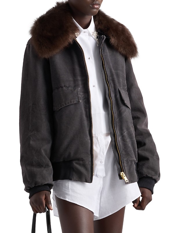 Shop Prada Canvas Blouson Jacket | Saks Fifth Avenue Shop Prada Canvas Blouson Jacket | Saks Fifth Avenue