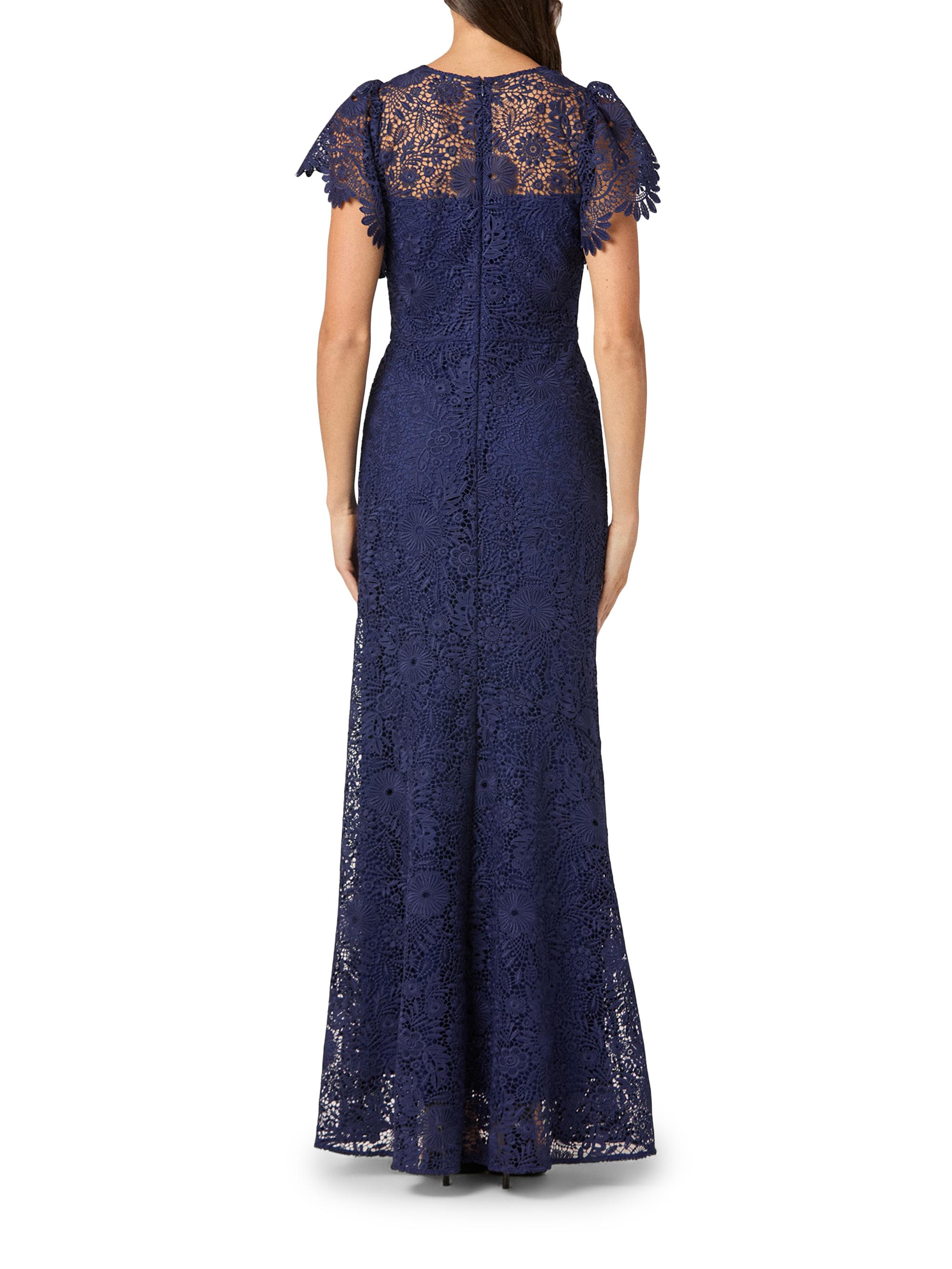 Shoshanna Manuela Lace V-Neck Maxi Dress - Navy - 0