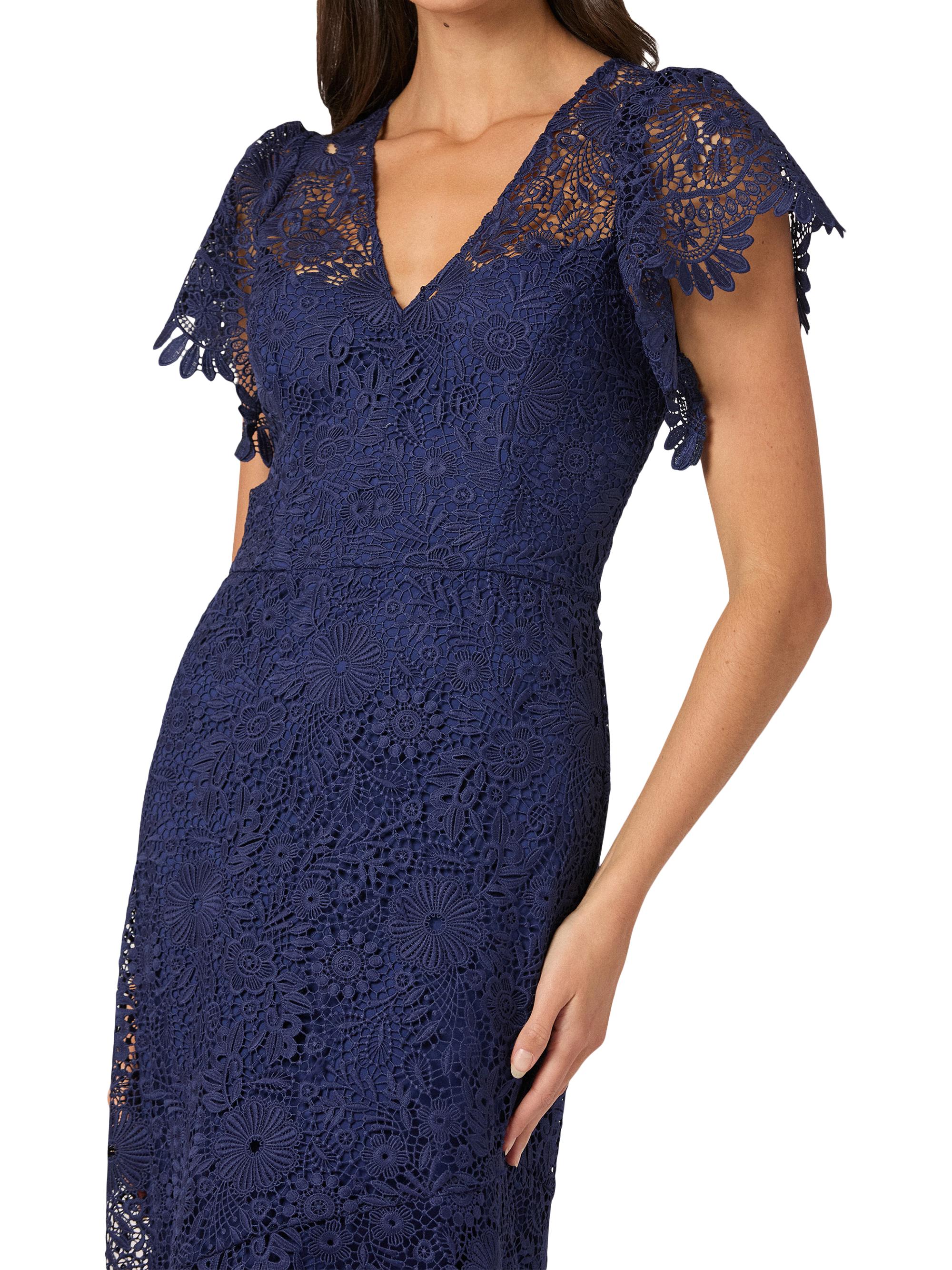 Shoshanna Manuela Lace V-Neck Maxi Dress - Navy - 0