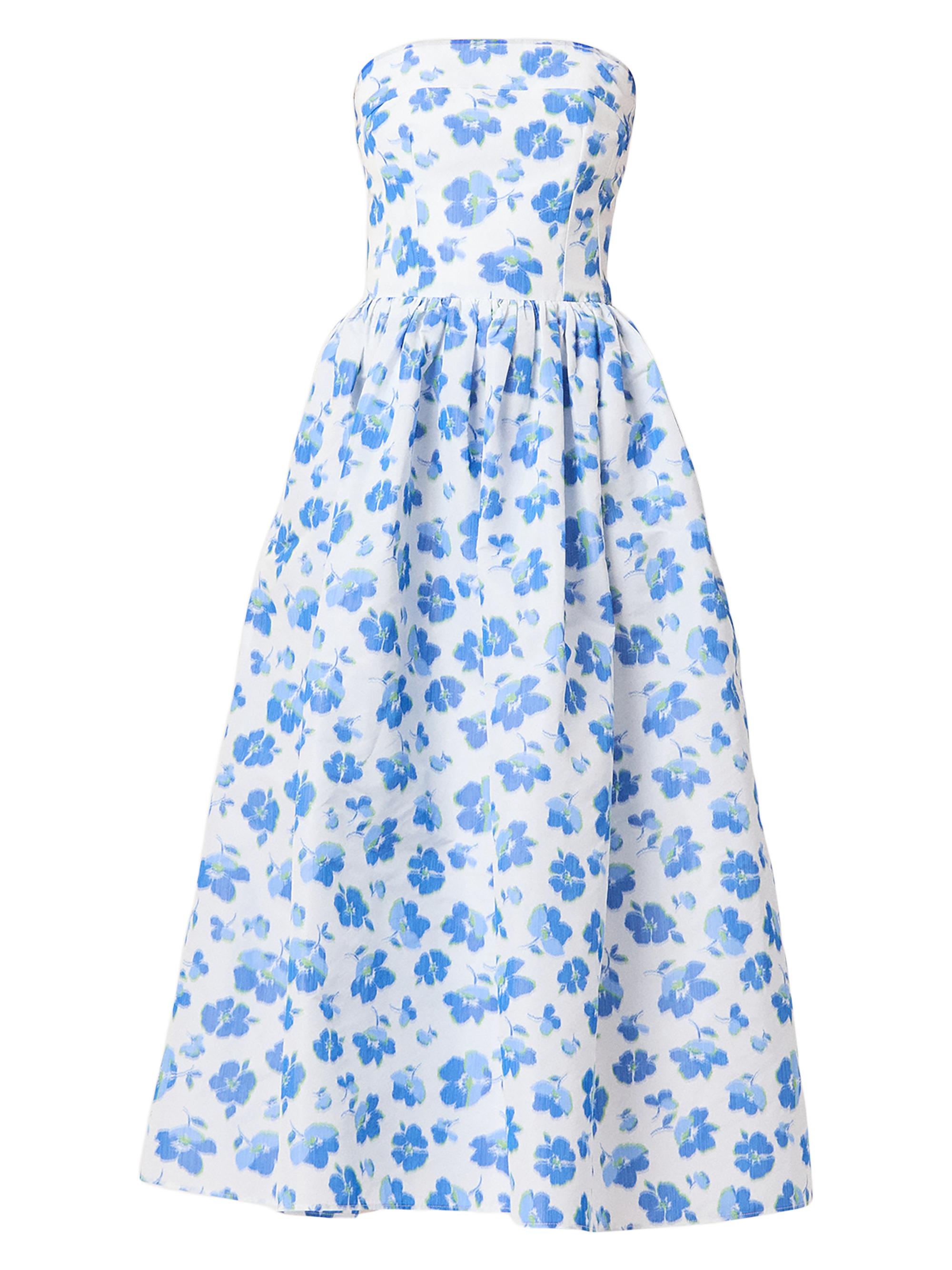 Shoshanna Women's Ophelia Taffeta Strapless A-Line Midi-Dress -  Cobalt