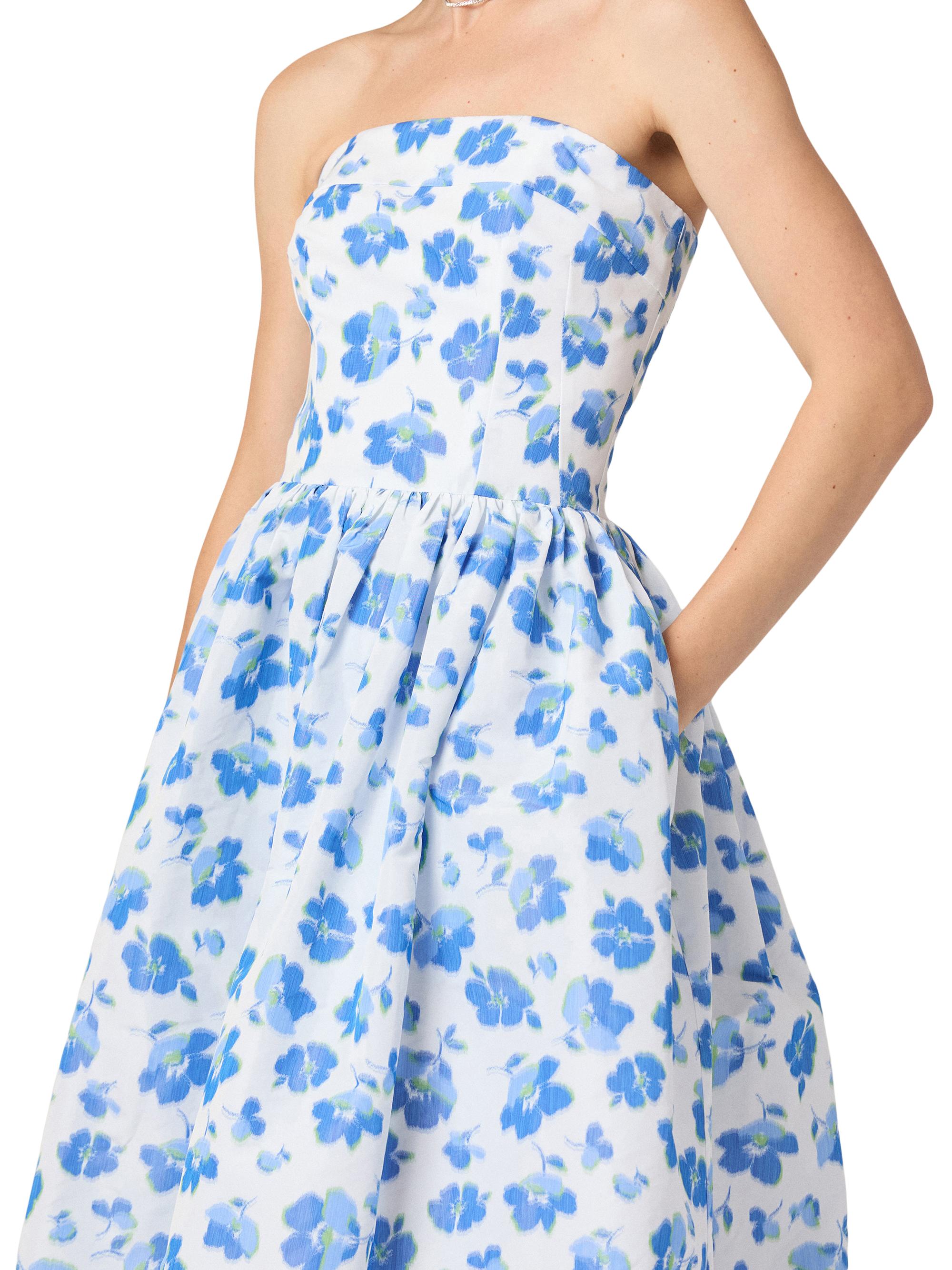 Shoshanna Ophelia Taffeta Strapless A-Line Midi-Dress | Saks Fifth Avenue