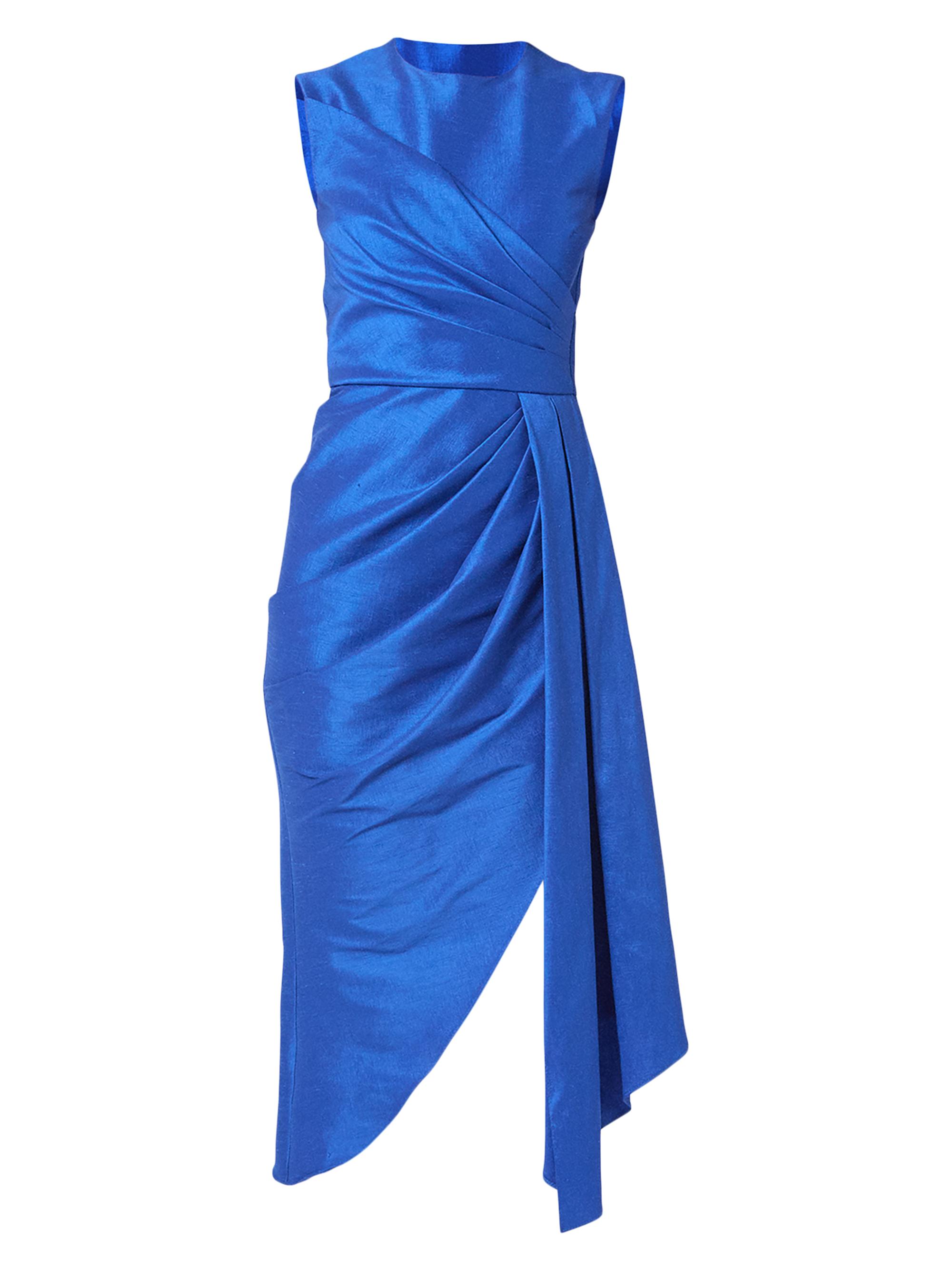 Shoshanna Women's Colony Gathered Taffeta Sleeveless Cocktail Dress - Marine