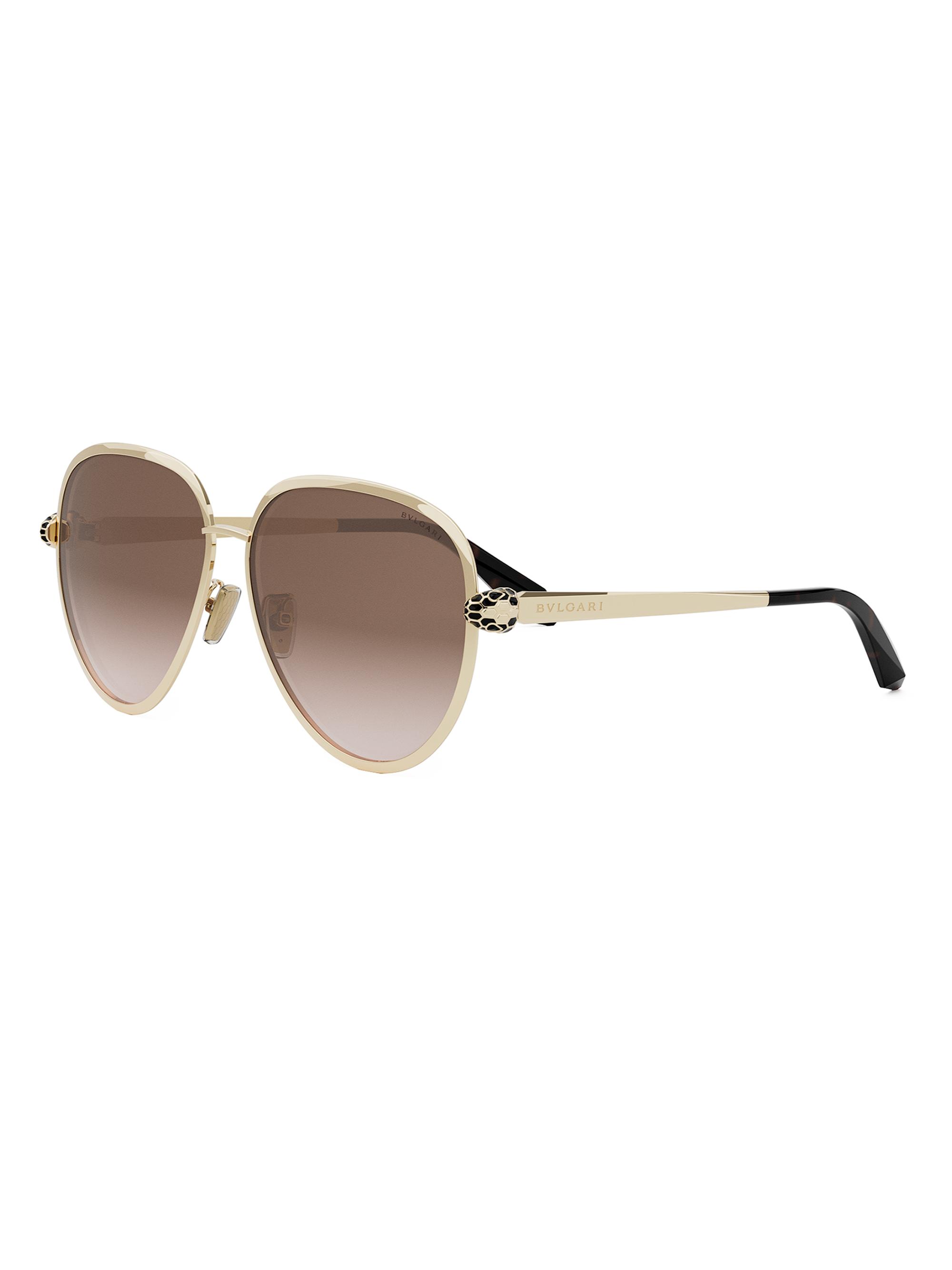 BVLGARI Women's Serpenti Forever 59MM Pilot Sunglasses - Brown Gold Brown