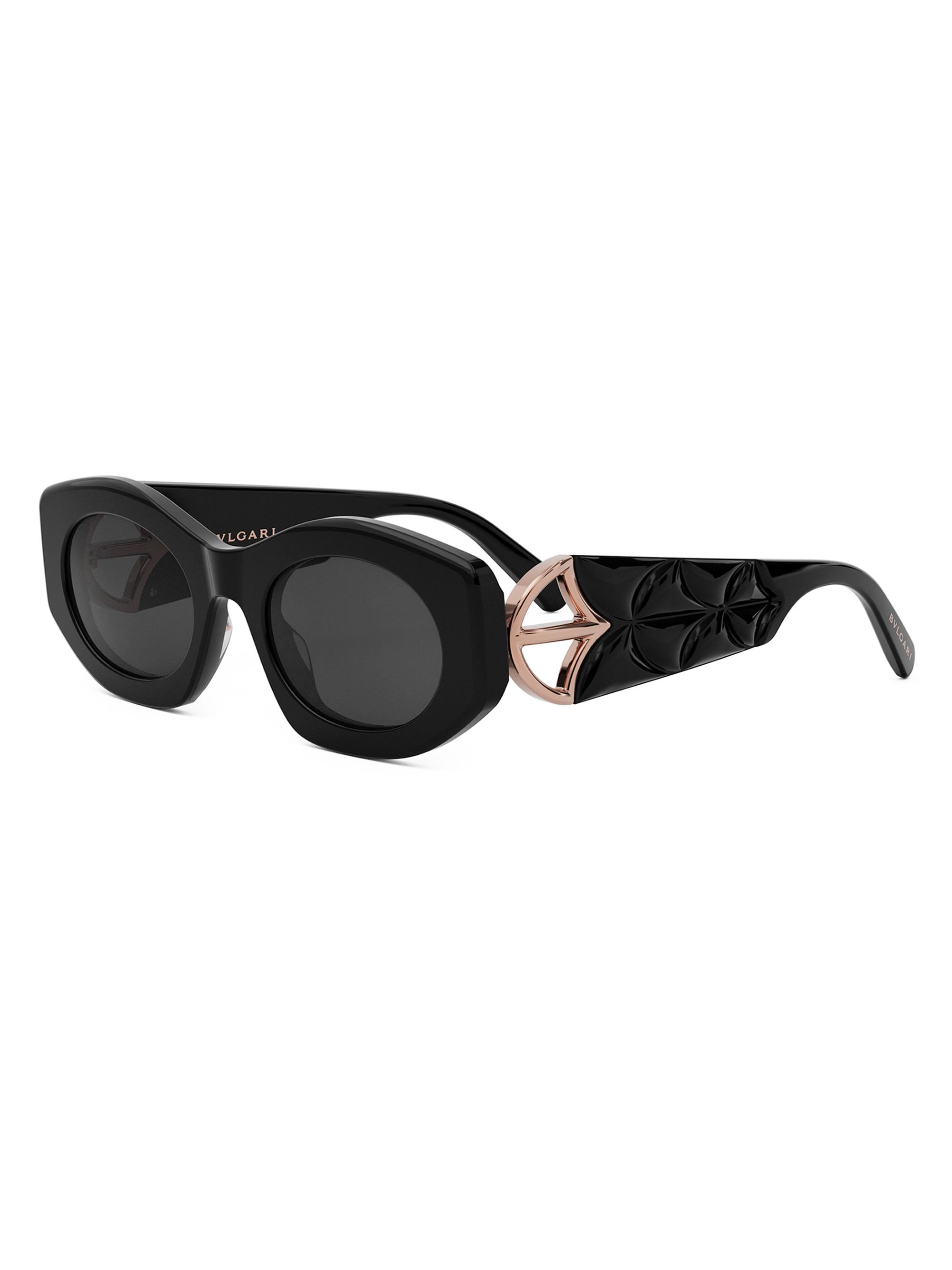BVLGARI Women's Calla 51MM Oval Sunglasses - Black Rose Black
