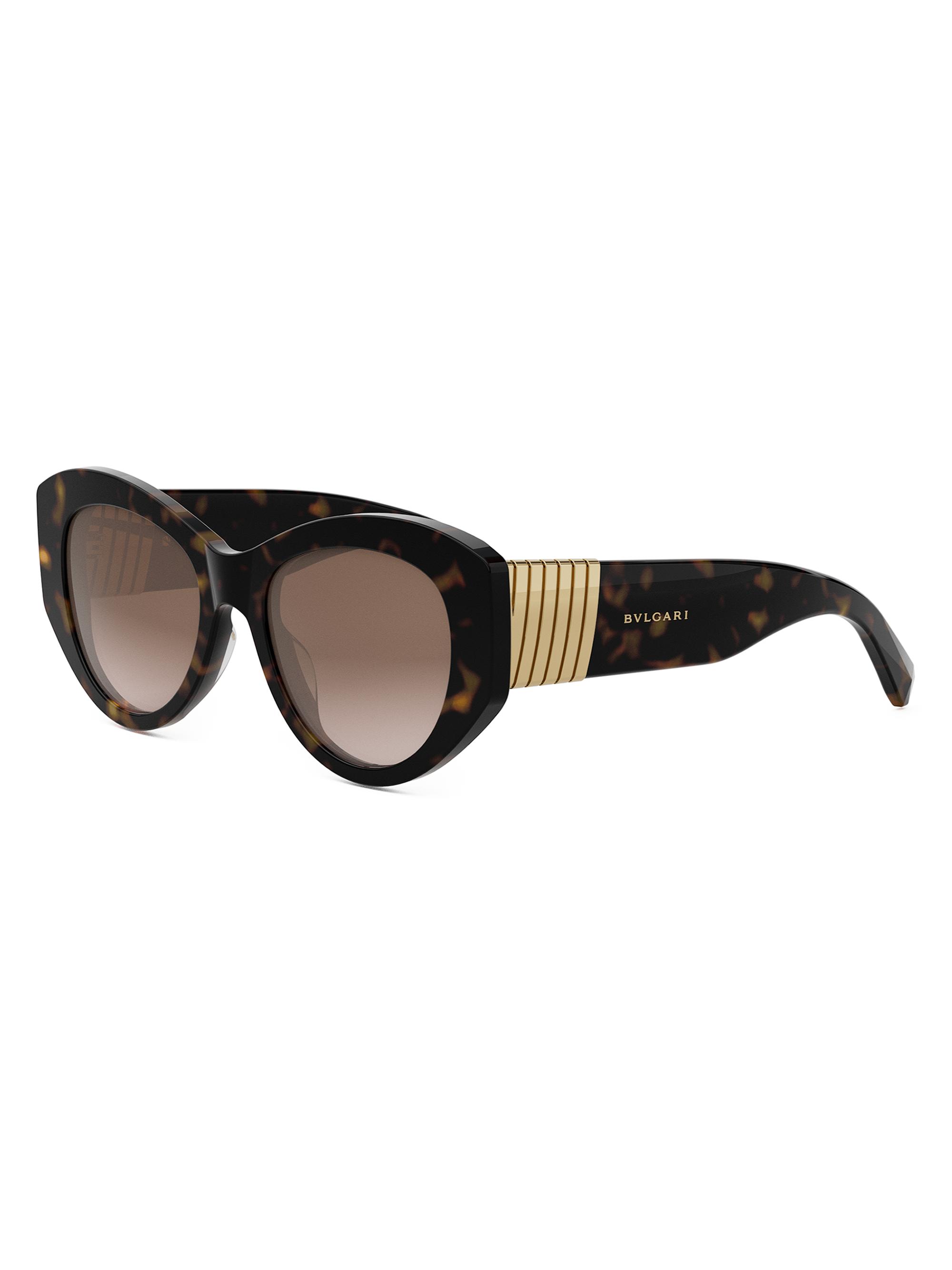 BVLGARI Women's Tubogas 52MM Oval Sunglasses - Havana Brown Gold Brown