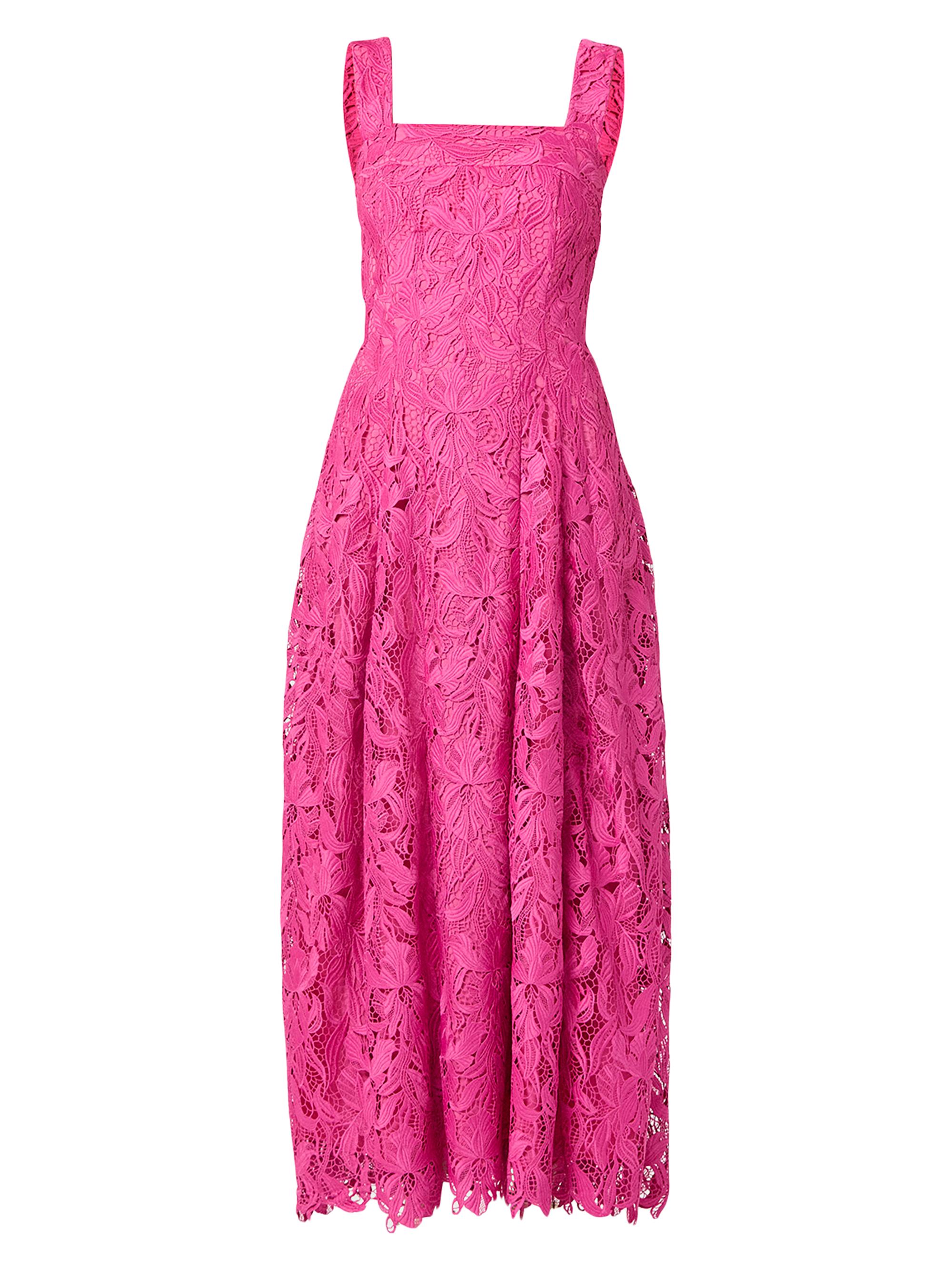 Shoshanna Women's Vina Floral Lace Midi-Dress - Magenta