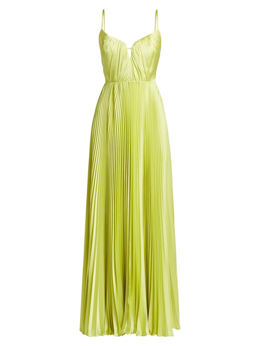 As It May Women's Perle Pleated Satin Gown In Orange