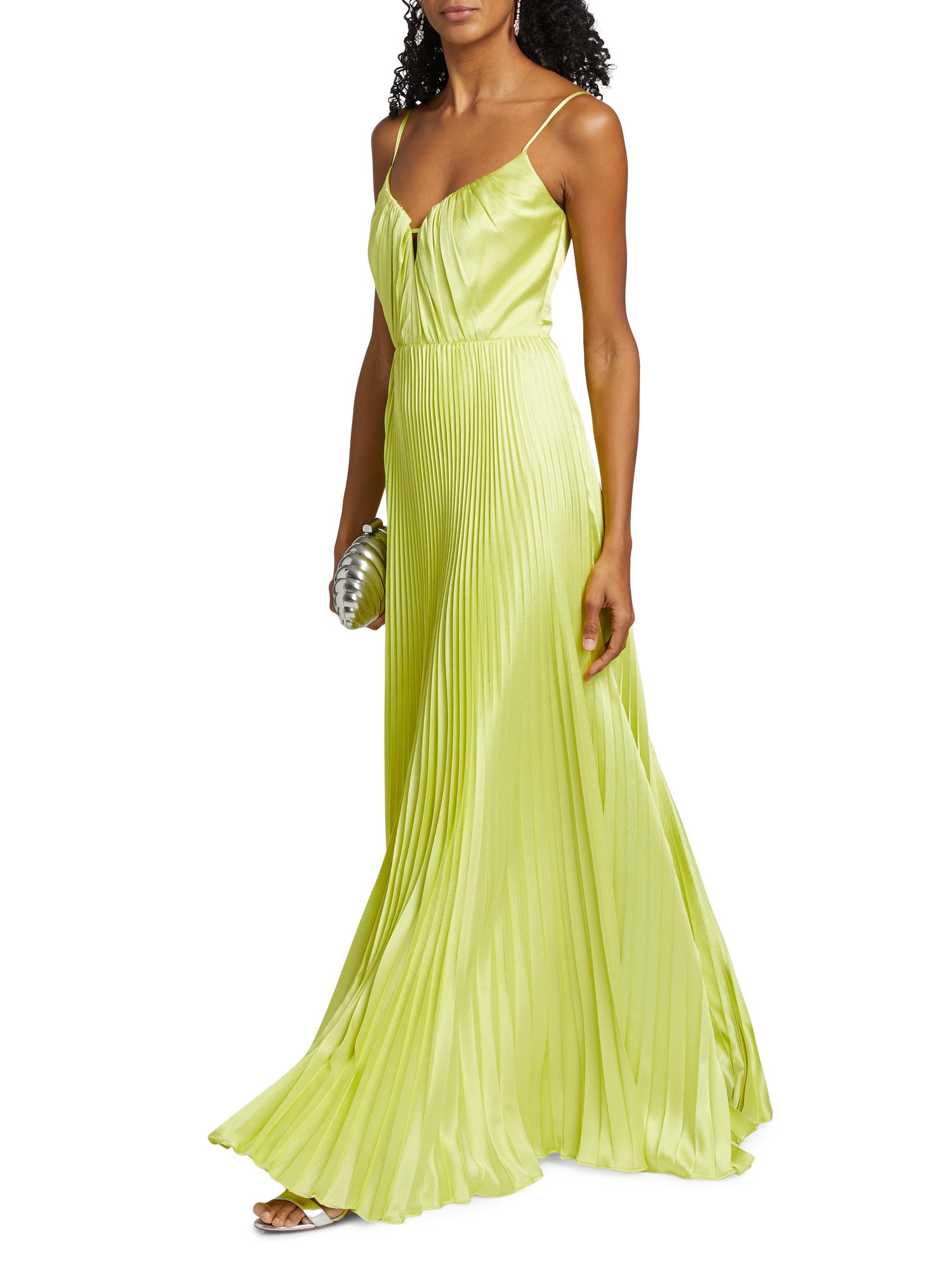 open lace back dress The Reine Pleated Gown - Opal Metallic Foil Sleeveless Dress