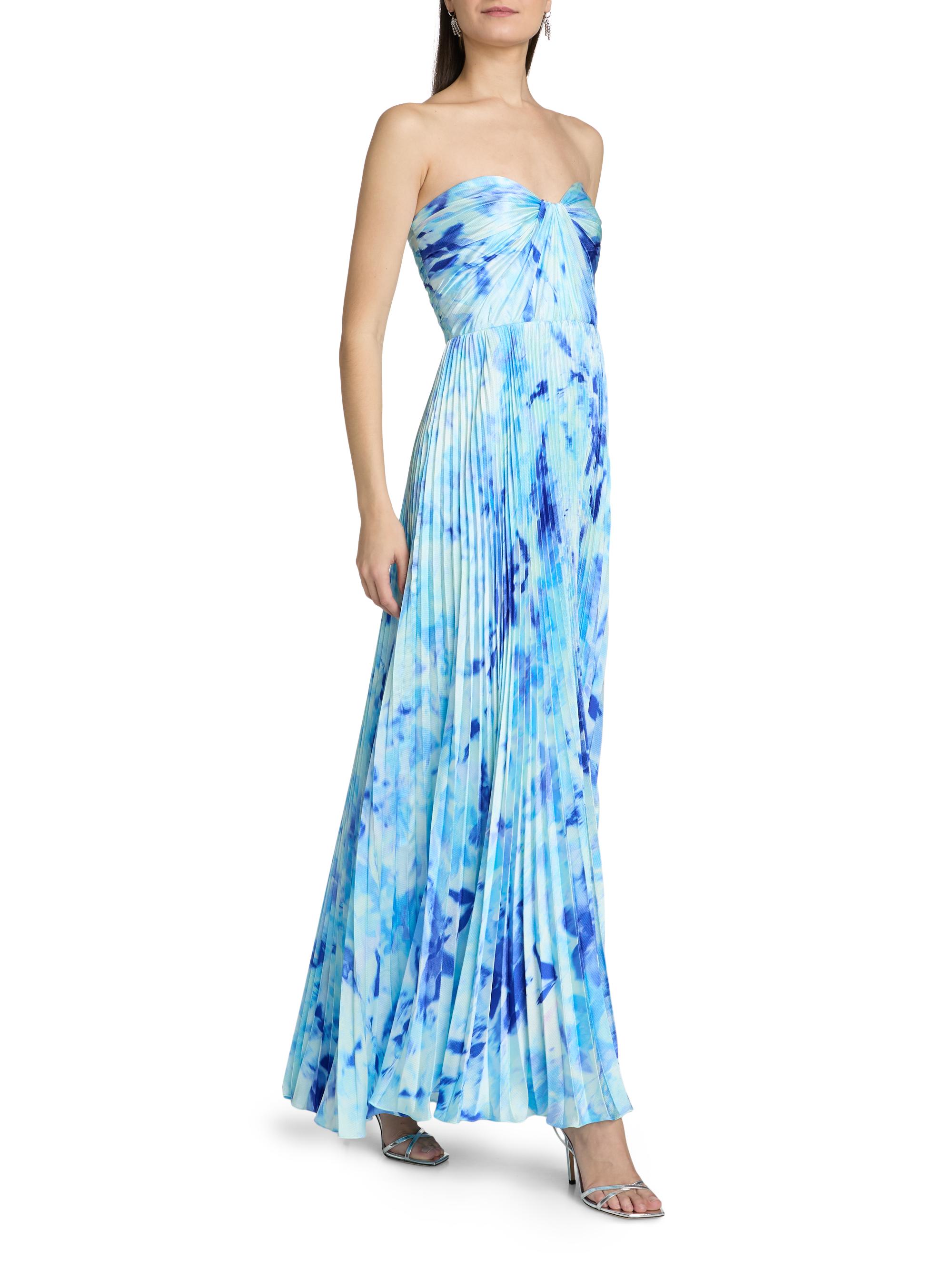 Women's Naomi Abstract Print Satin Strapless Gown