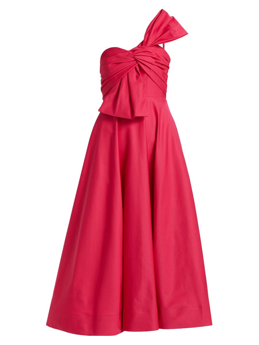 As It May Women's Sylvie Faille Bow Sateen One-shoulder Midi-dress In Pink