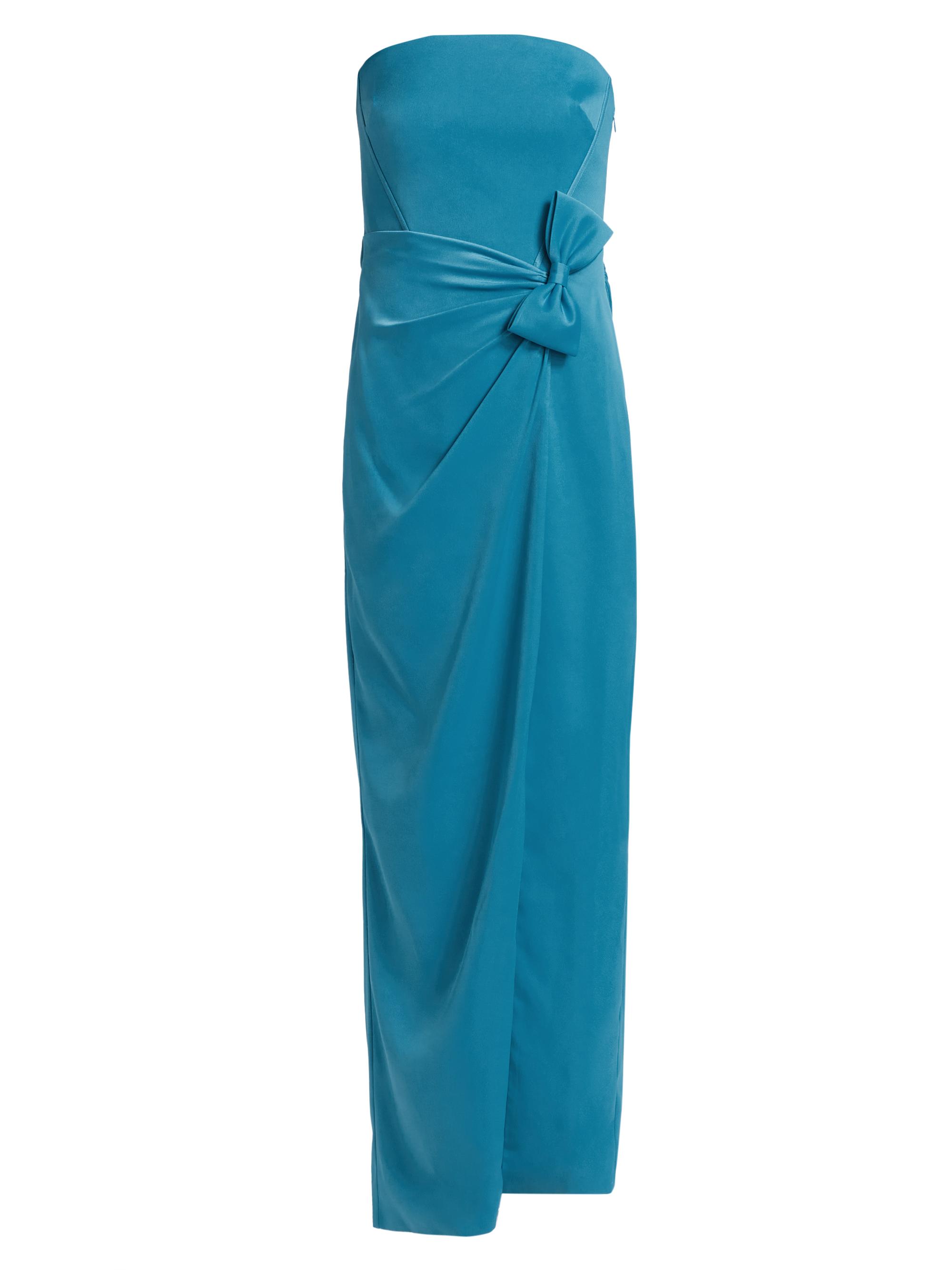 As It May Women's Ceil Satin Strapless Bow-Waist Tulip-Hem Gown - Ocean Blue