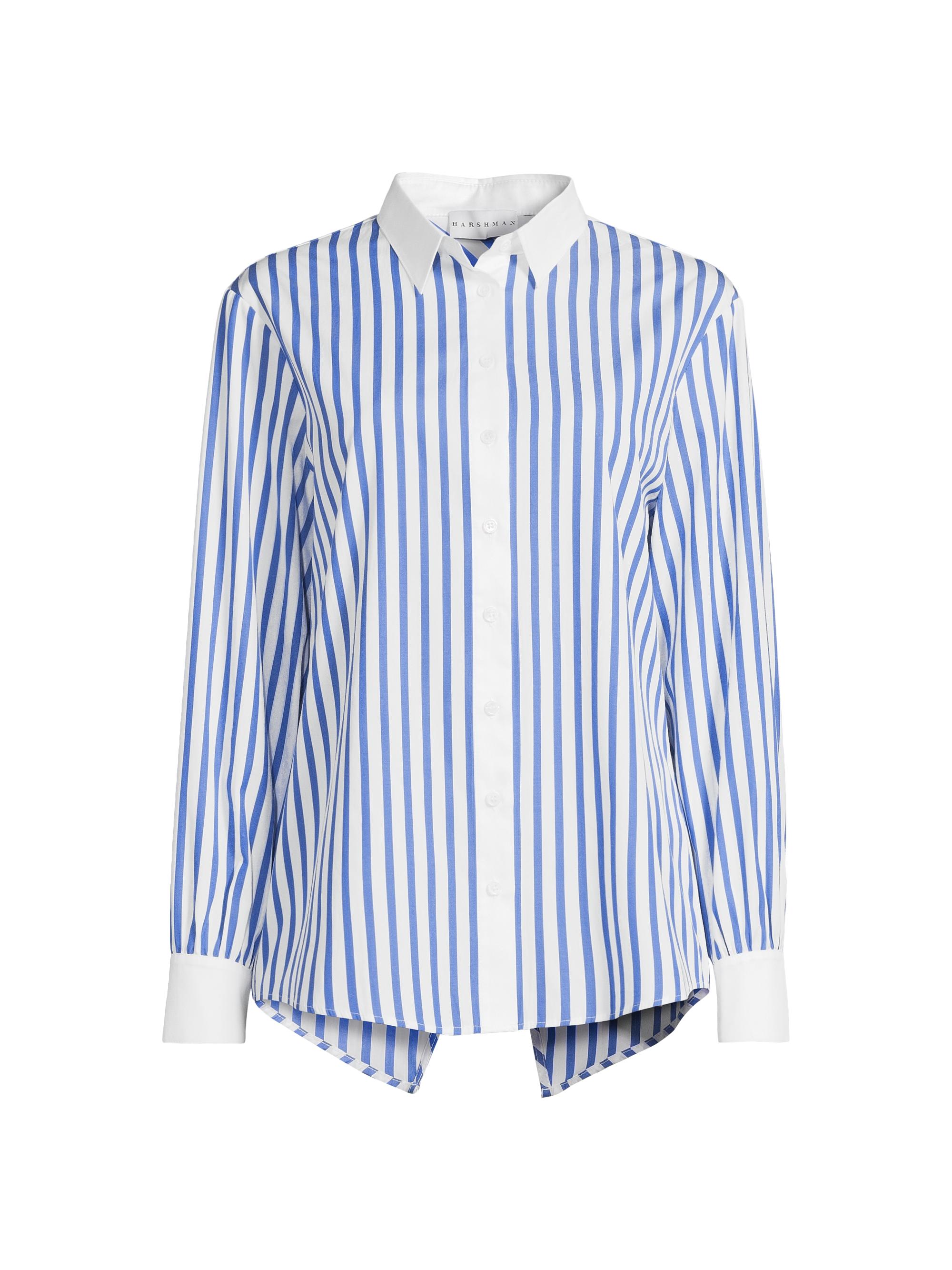 Harshman Women's Franklin Striped Button-Front Shirt - Indigo Stripes