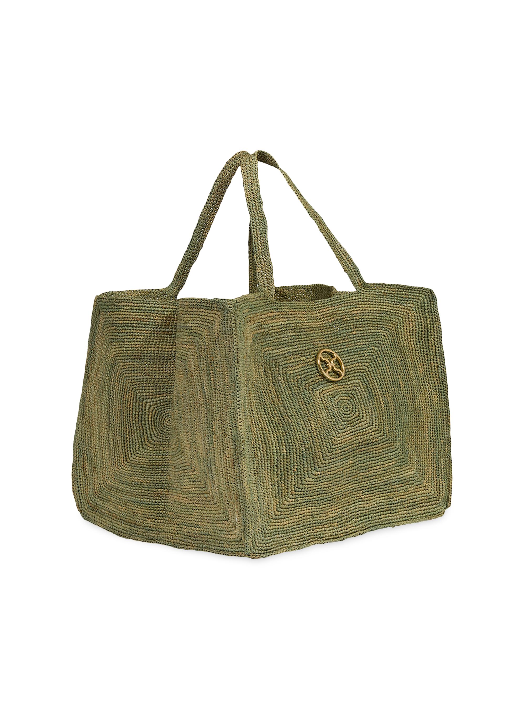 ViX by Paula Hermanny Women's Raffia Pyramid Tote Bag - Green