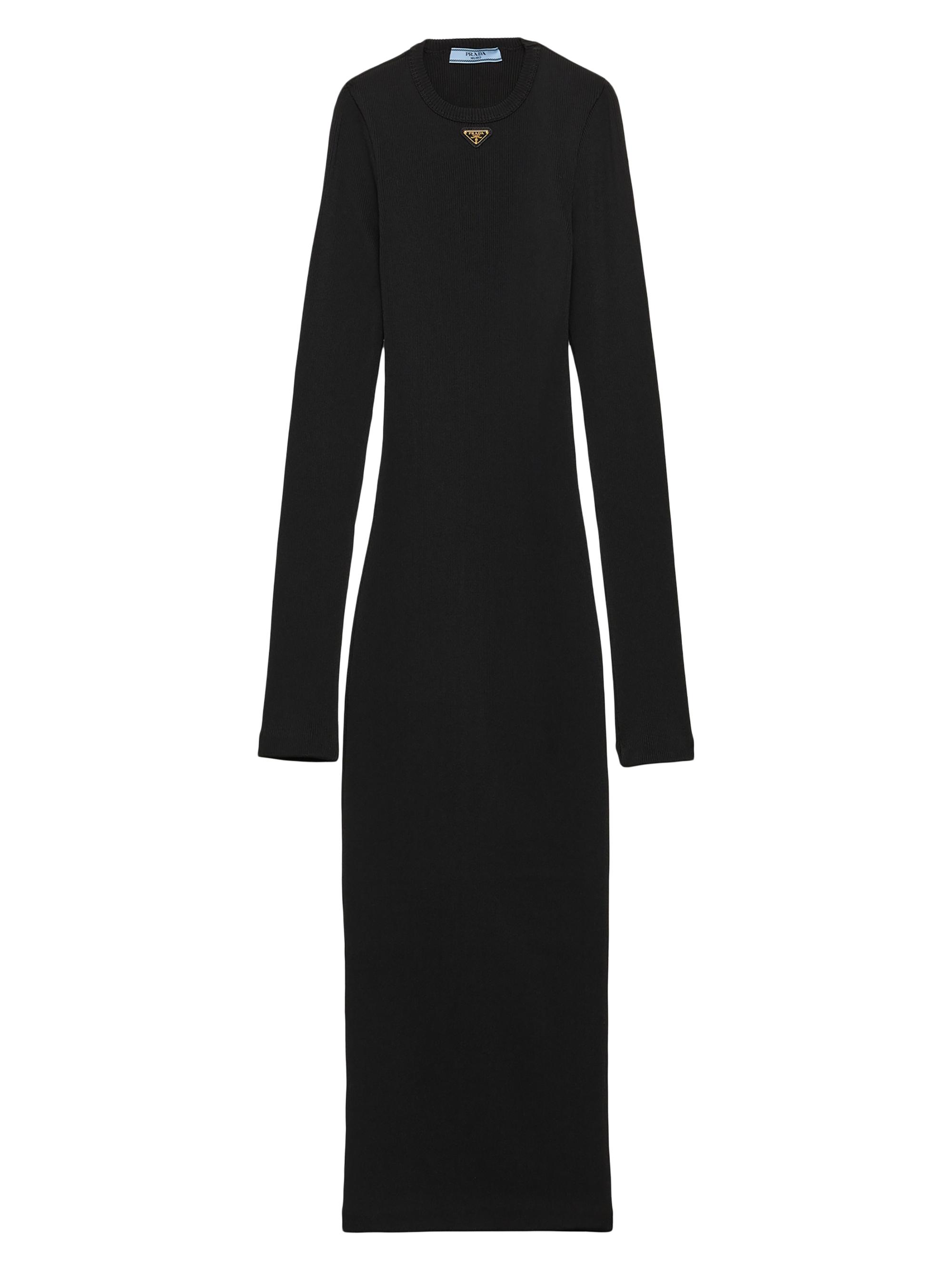 Prada Women's Ribbed Knit Jersey Dress - Black