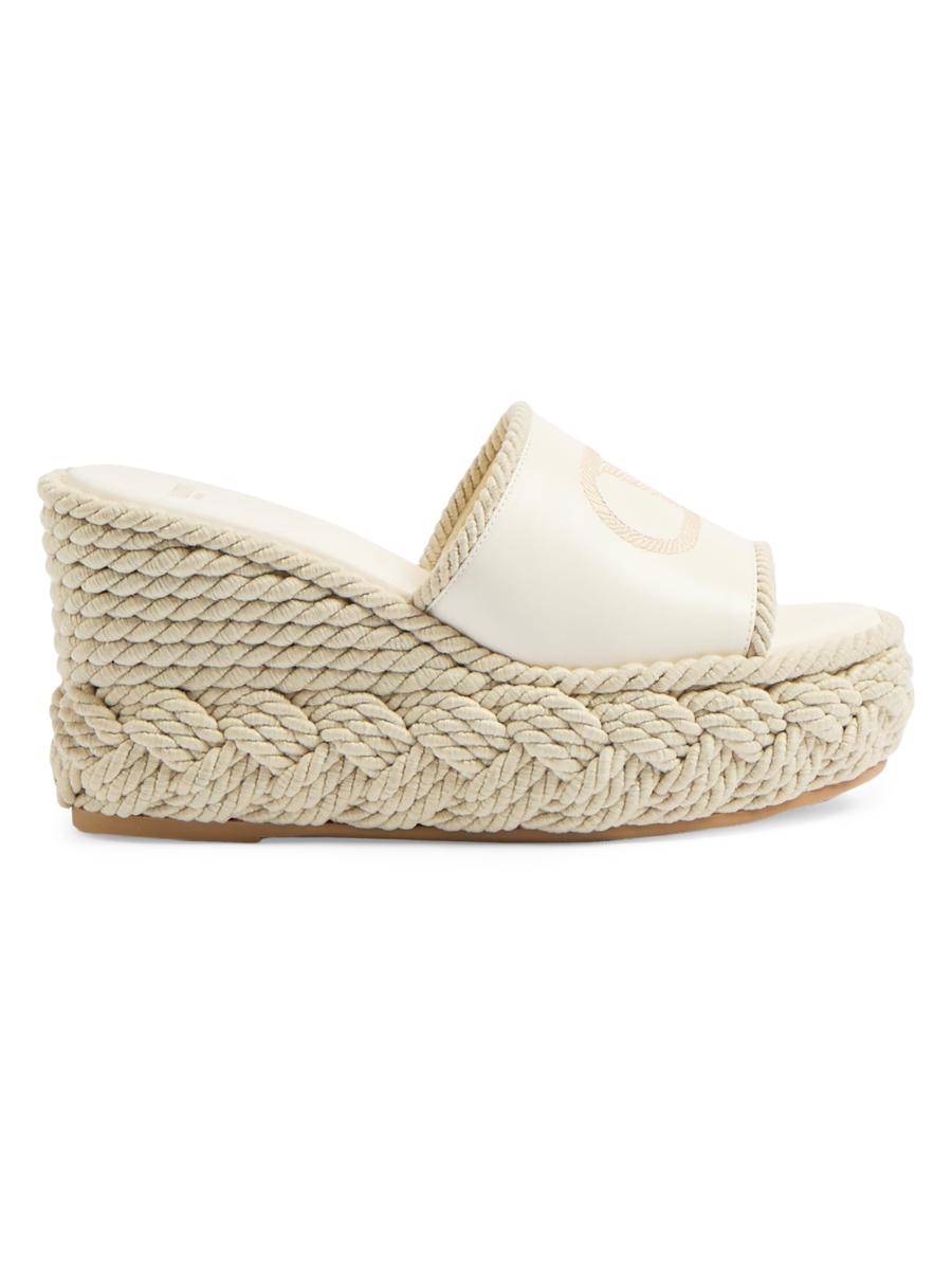 Valentino Garavani VLogo Torchon 100MM Wedge Slides in Nappa