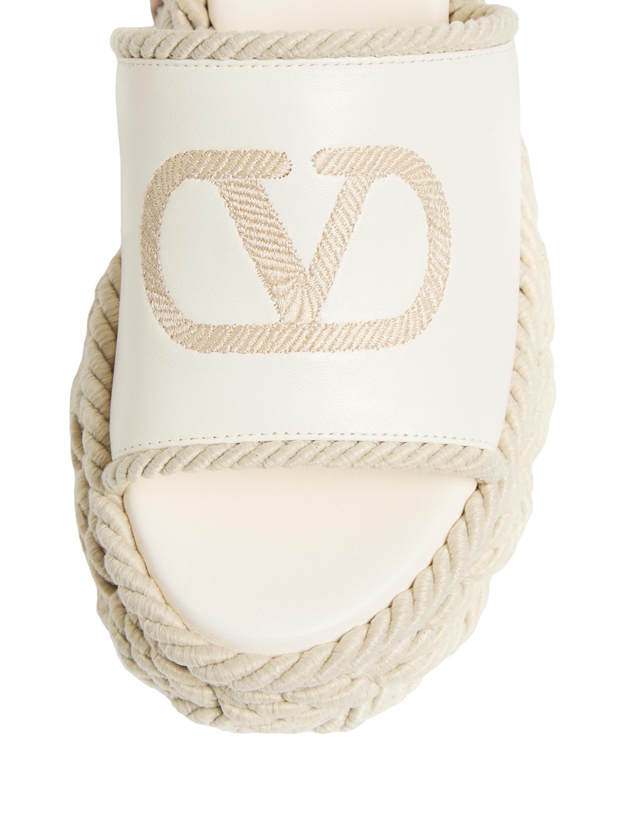 Valentino Garavani VLogo Torchon 100MM Wedge Slides in Nappa